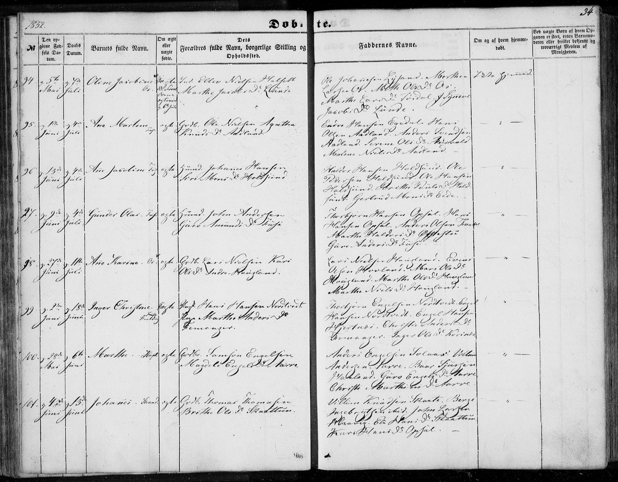 Os sokneprestembete, AV/SAB-A-99929: Parish register (official) no. A 16, 1851-1859, p. 34