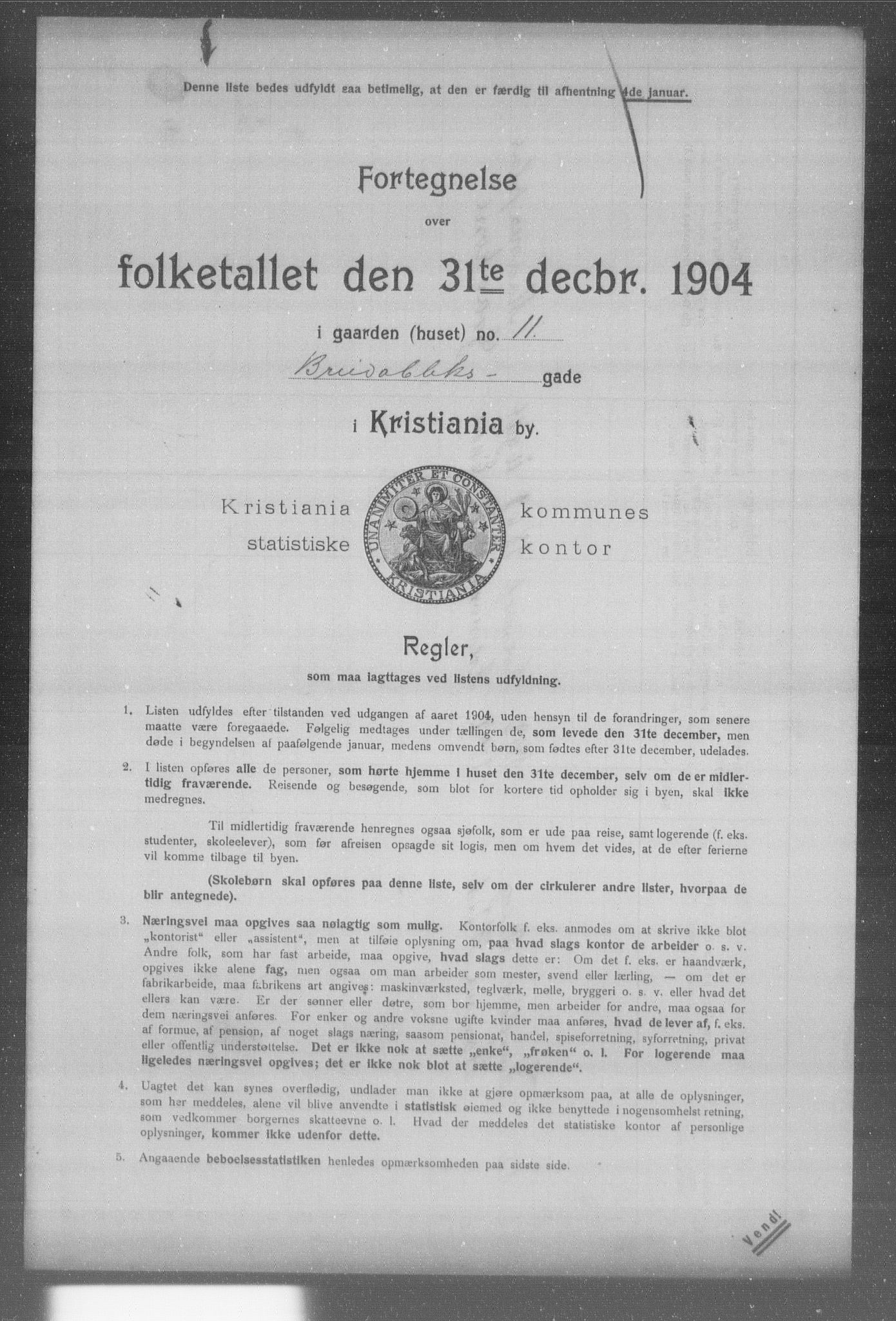 OBA, Municipal Census 1904 for Kristiania, 1904, p. 1736