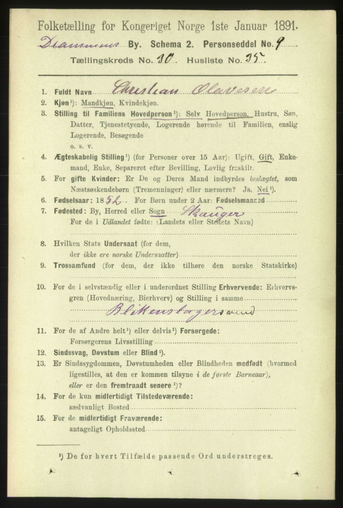 RA, 1891 census for 0602 Drammen, 1891, p. 18558