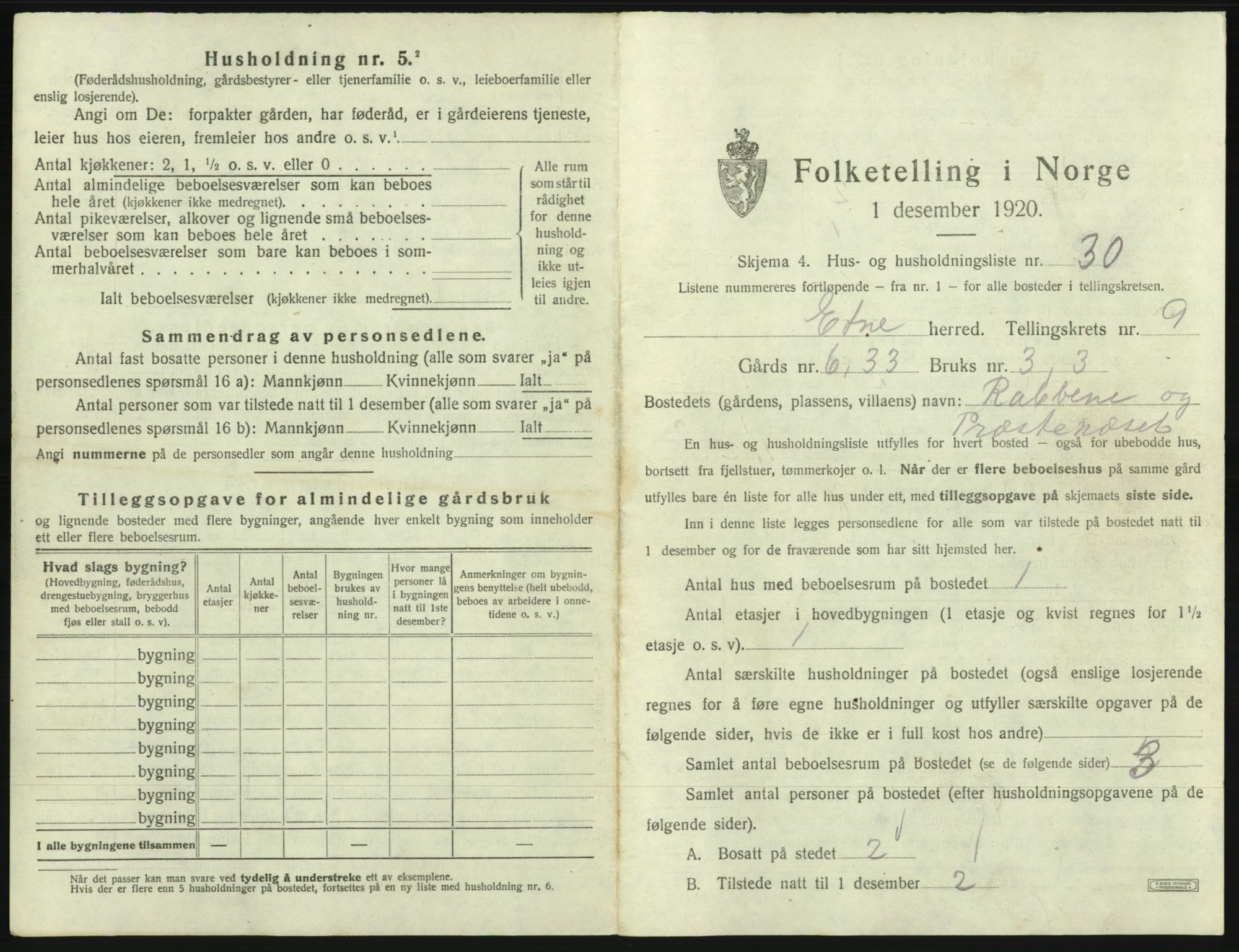 SAB, 1920 census for Etne, 1920, p. 767