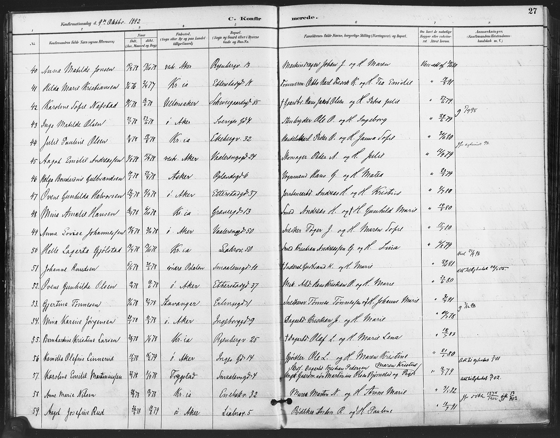 Gamlebyen prestekontor Kirkebøker, AV/SAO-A-10884/F/Fa/L0008: Parish register (official) no. 8, 1891-1908, p. 27