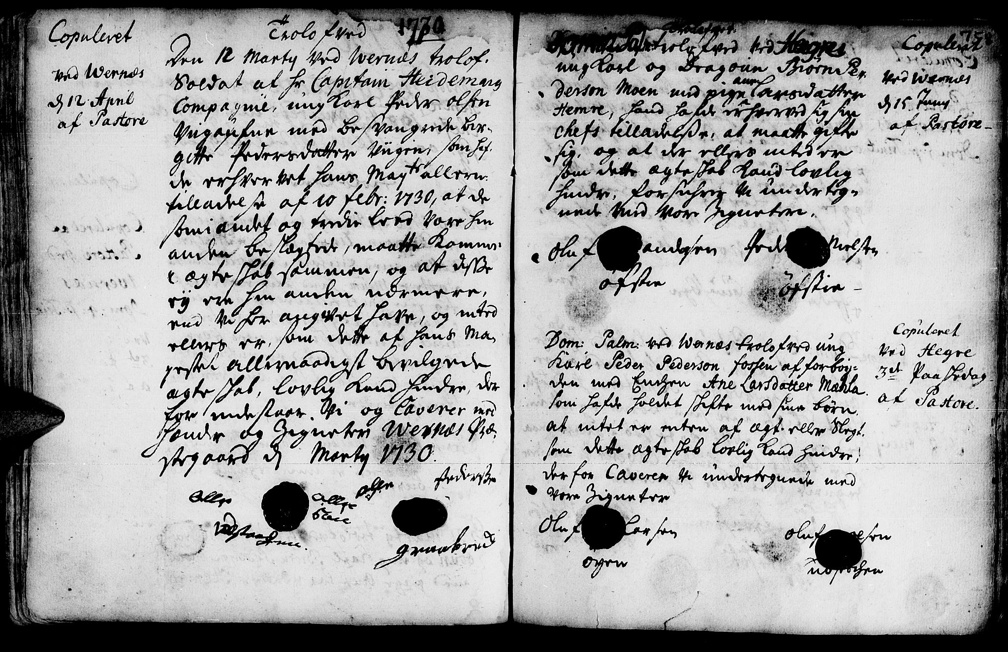 Ministerialprotokoller, klokkerbøker og fødselsregistre - Nord-Trøndelag, SAT/A-1458/709/L0055: Parish register (official) no. 709A03, 1730-1739, p. 757-758
