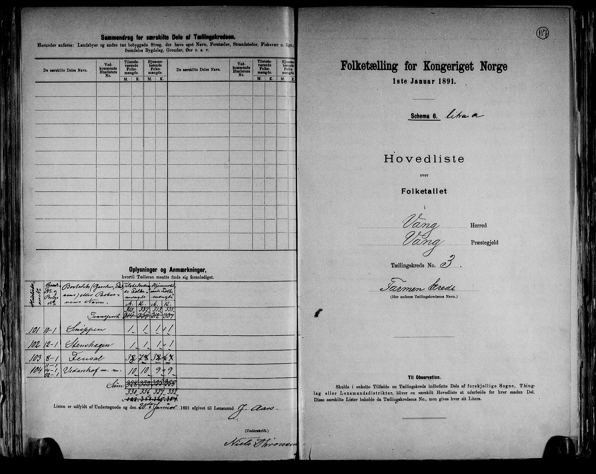 RA, 1891 census for 0414 Vang, 1891, p. 13