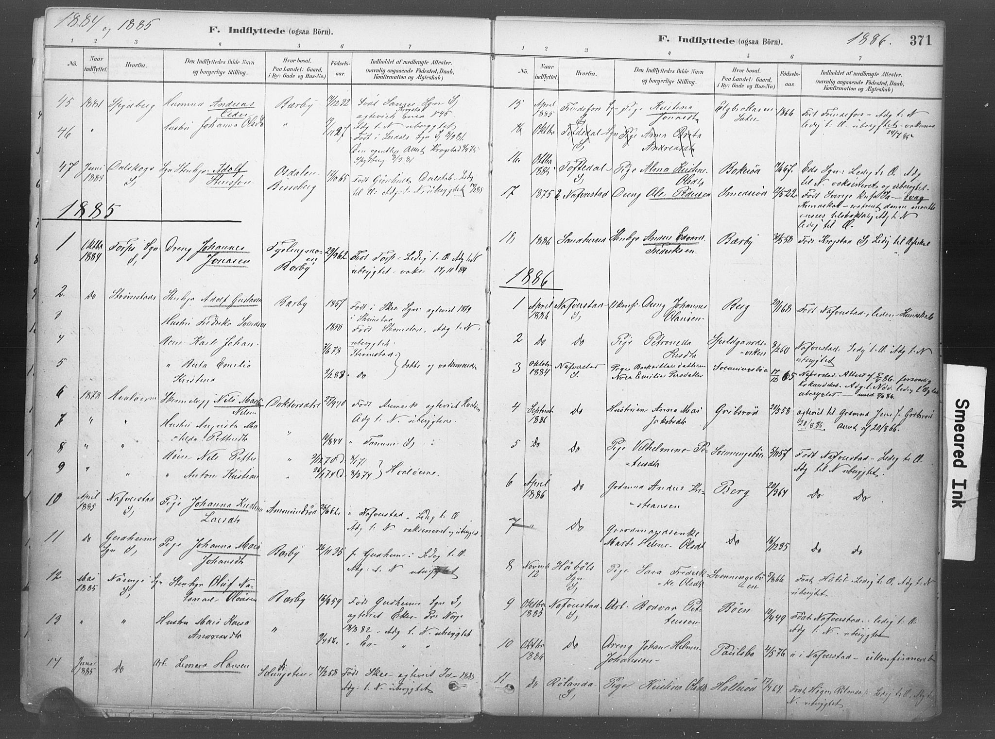 Idd prestekontor Kirkebøker, SAO/A-10911/F/Fb/L0002: Parish register (official) no. II 2, 1882-1923, p. 371