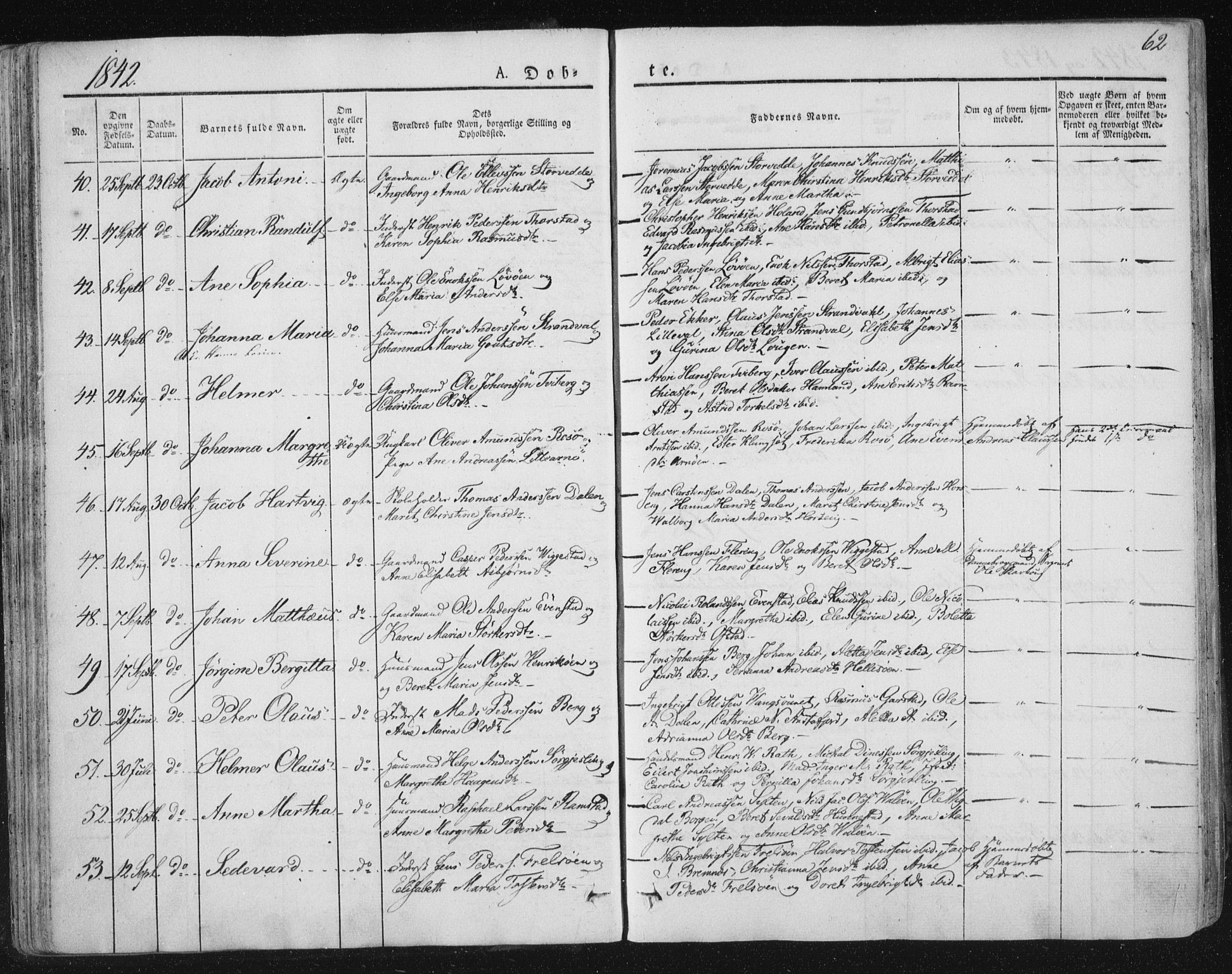 Ministerialprotokoller, klokkerbøker og fødselsregistre - Nord-Trøndelag, SAT/A-1458/784/L0669: Parish register (official) no. 784A04, 1829-1859, p. 62