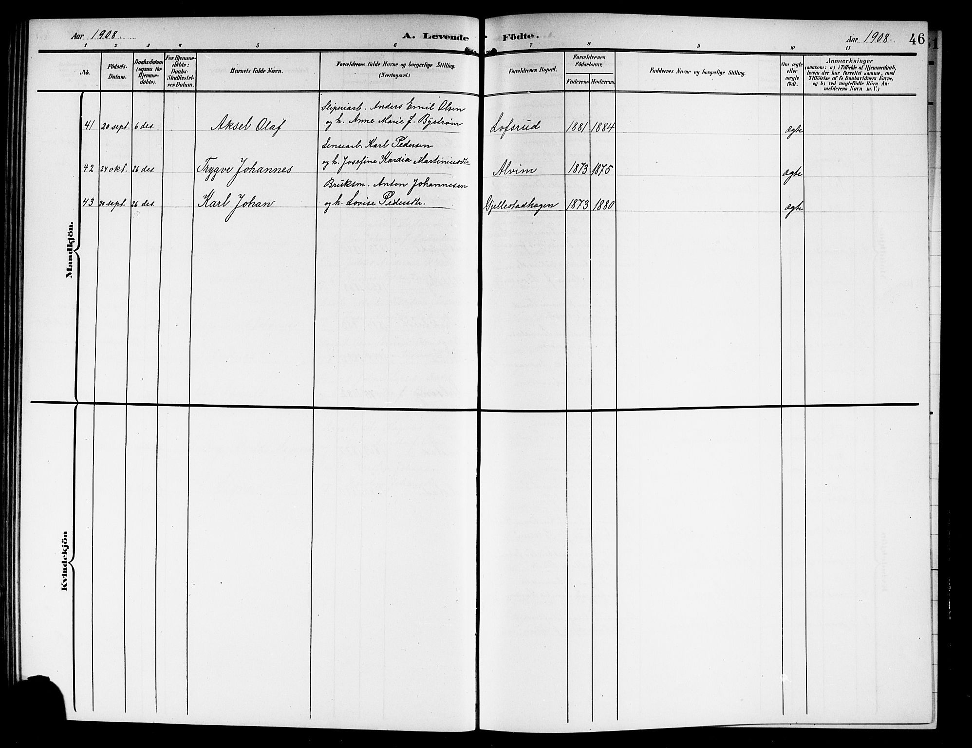 Askim prestekontor Kirkebøker, SAO/A-10900/G/Ga/L0002: Parish register (copy) no. 2, 1903-1921, p. 46
