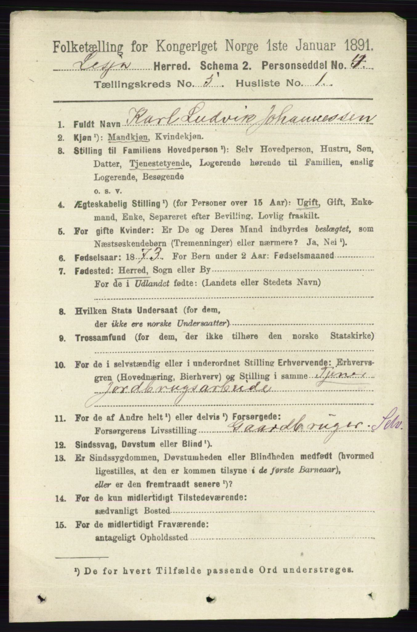 RA, 1891 census for 0512 Lesja, 1891, p. 1685