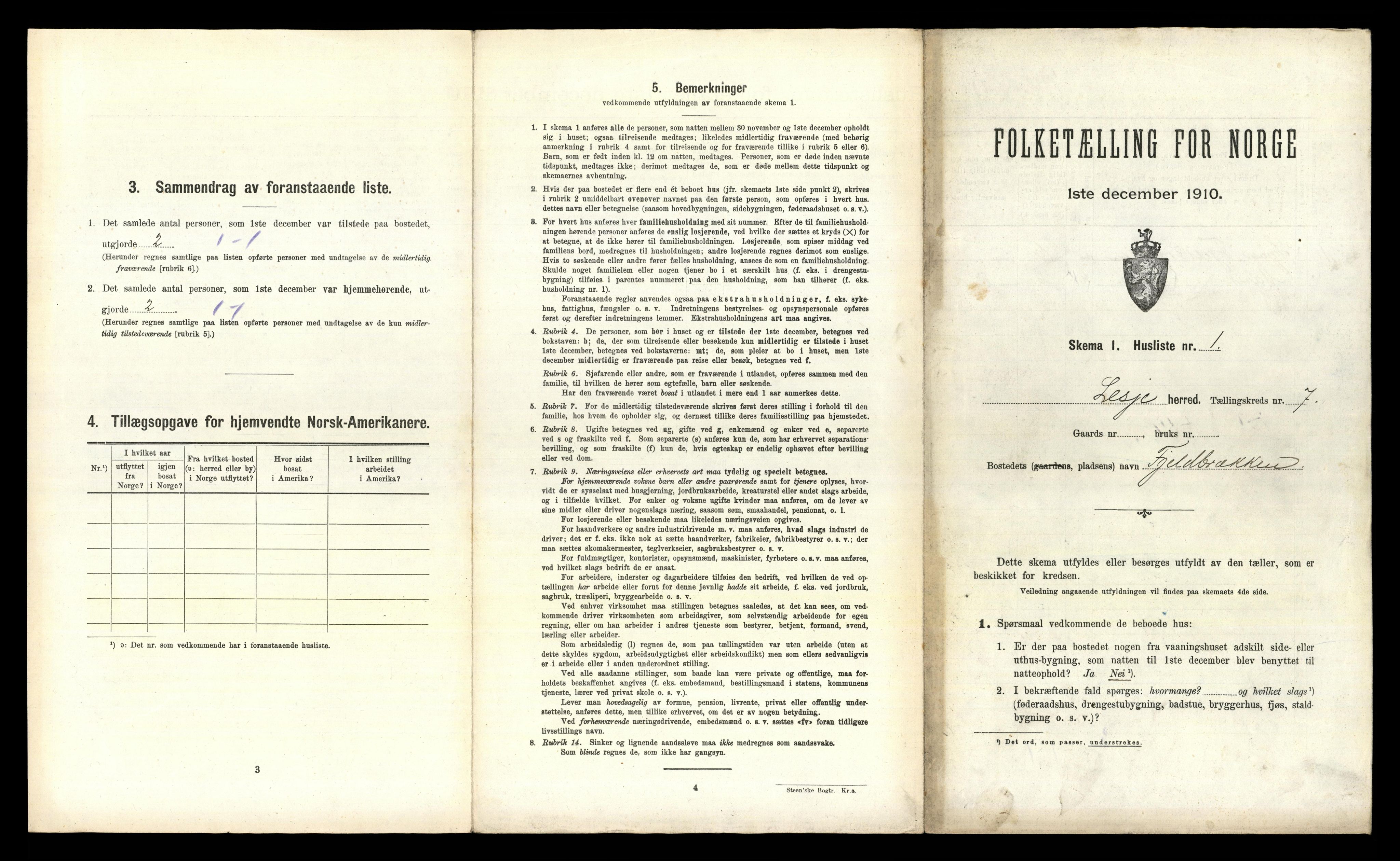 RA, 1910 census for Lesja, 1910, p. 833