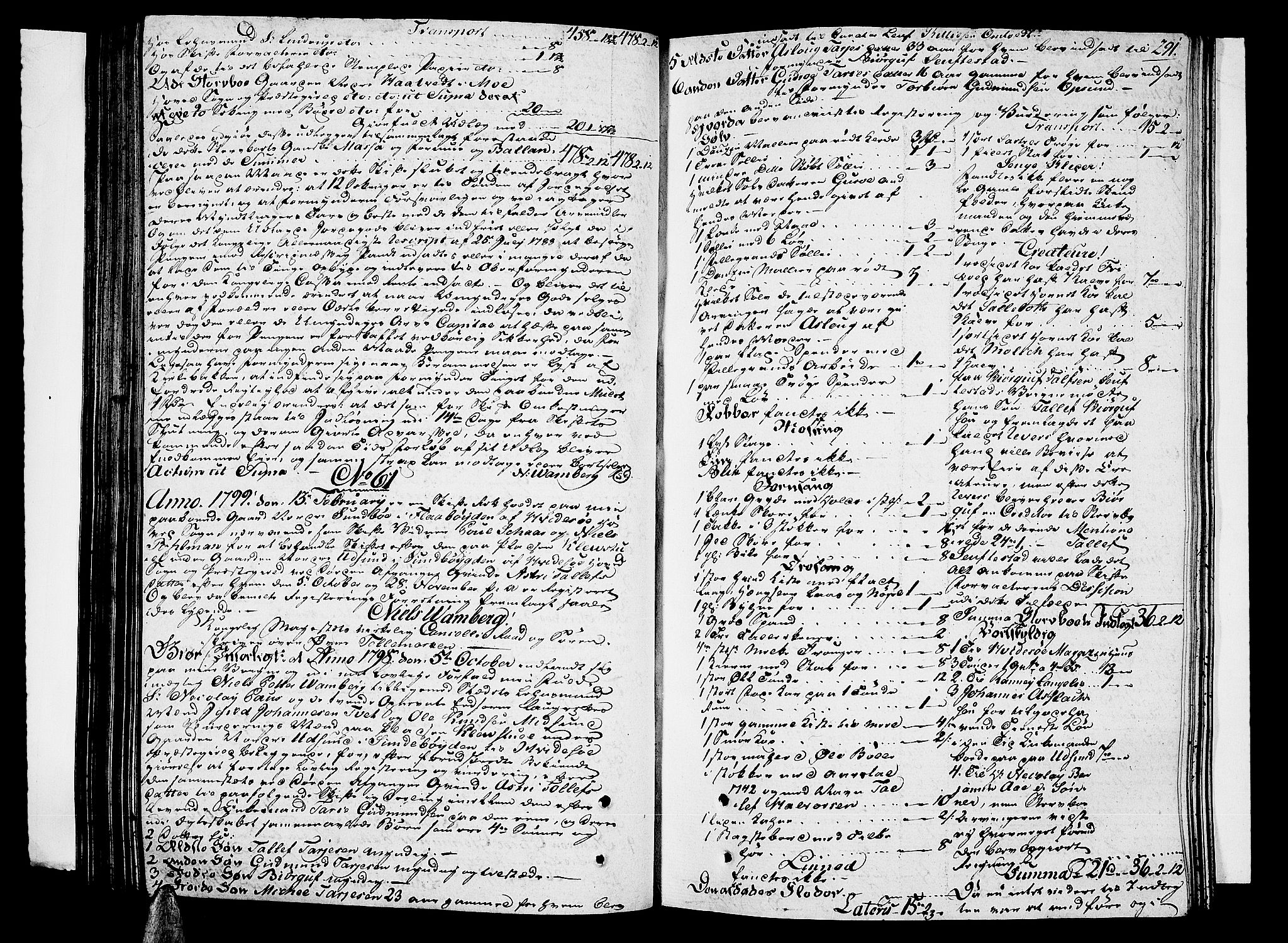 Vest-Telemark sorenskriveri, AV/SAKO-A-134/H/Ha/Haa/L0017: Skifteprotokoll , 1798-1800, p. 290b-291a