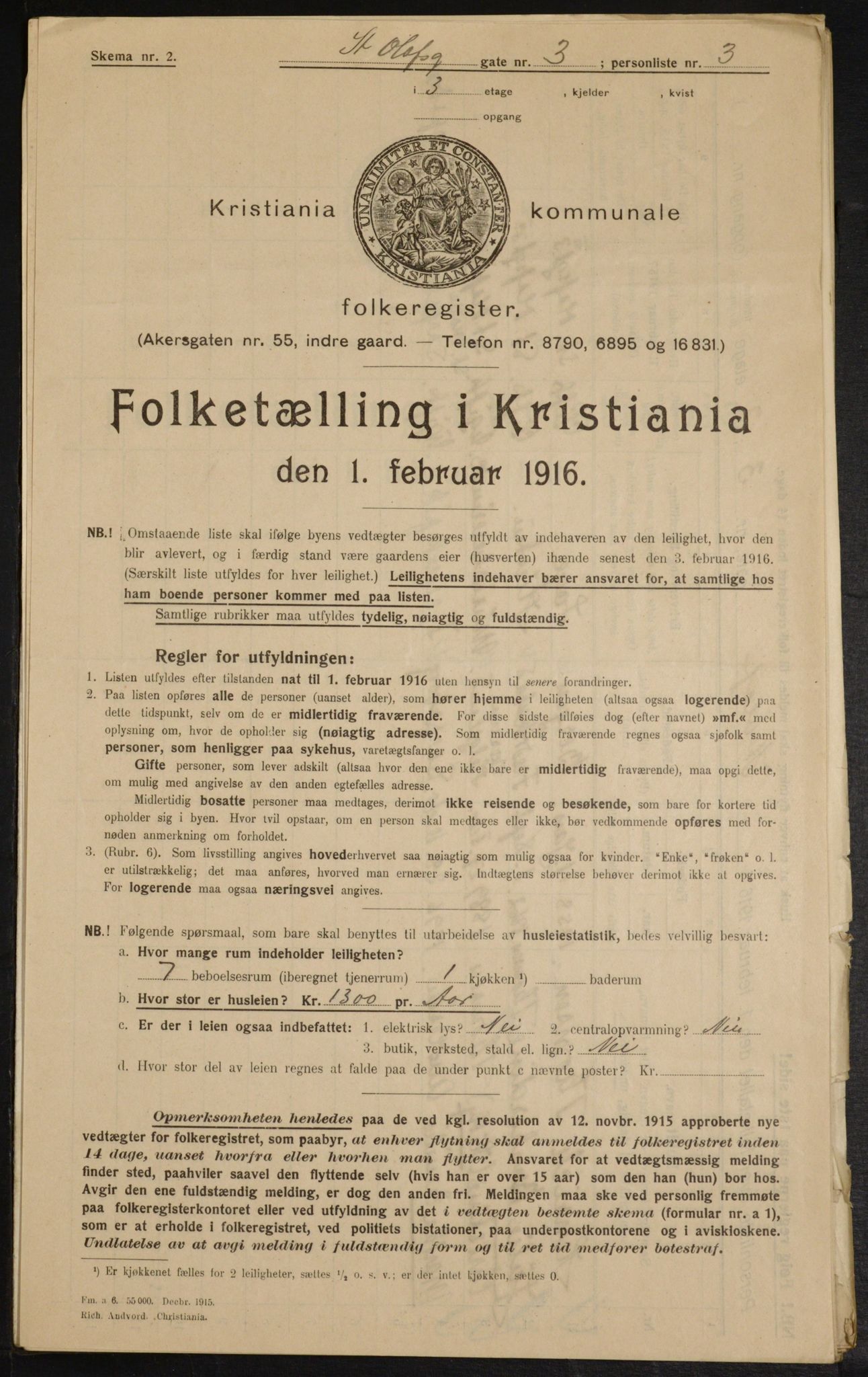 OBA, Municipal Census 1916 for Kristiania, 1916, p. 90189