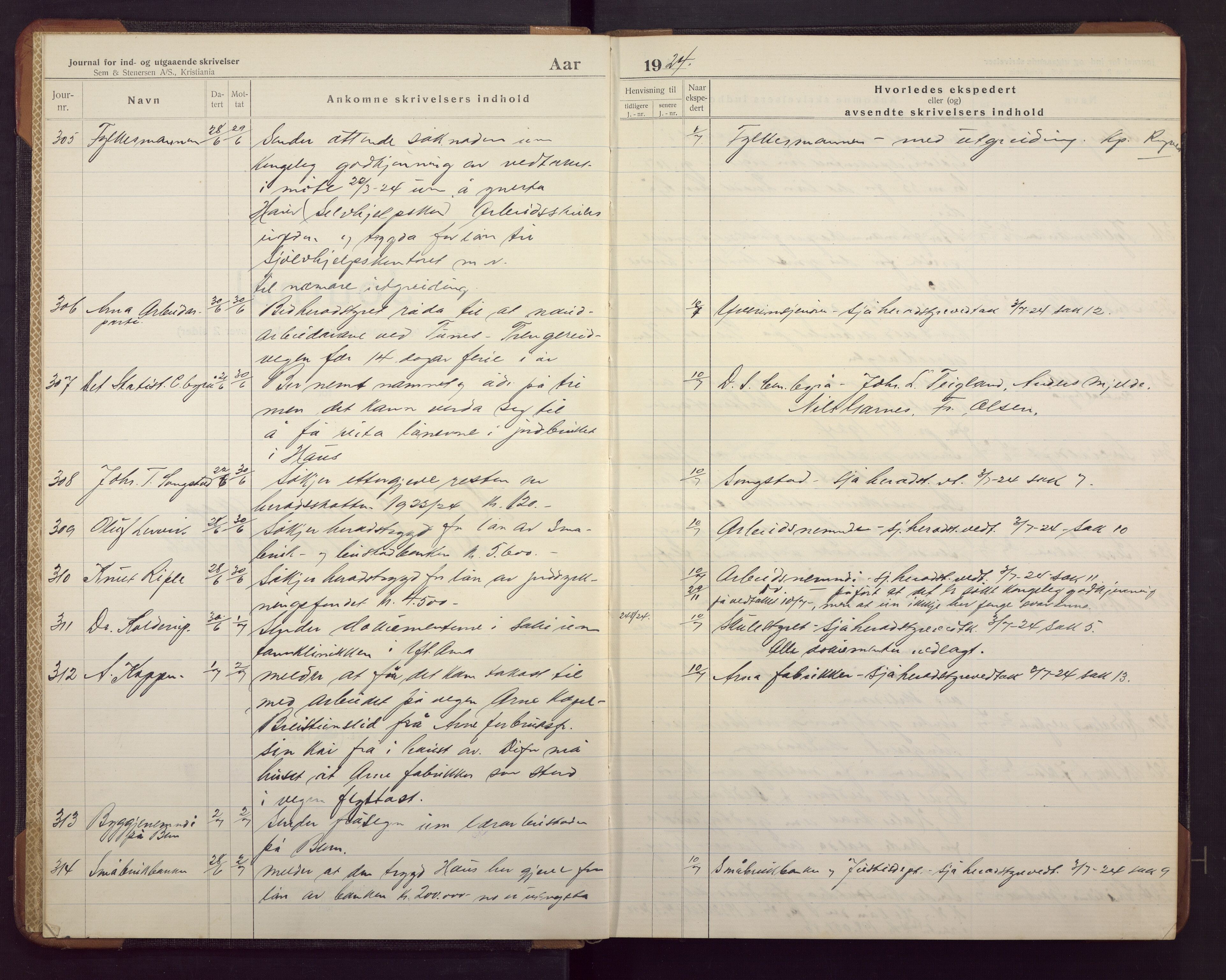 Haus/Arna kommune. Formannskapet, BBA/A-0057/C/Ca/L0007: Journal, 1924-1926