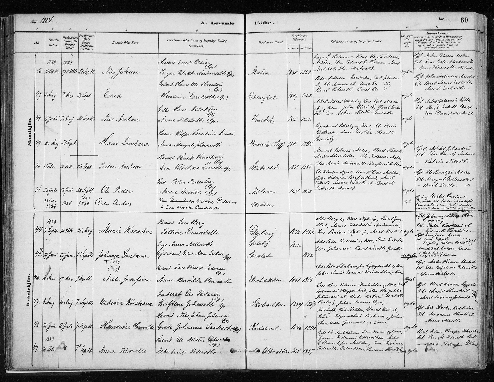 Lyngen sokneprestembete, AV/SATØ-S-1289/H/He/Hea/L0007kirke: Parish register (official) no. 7, 1879-1890, p. 60