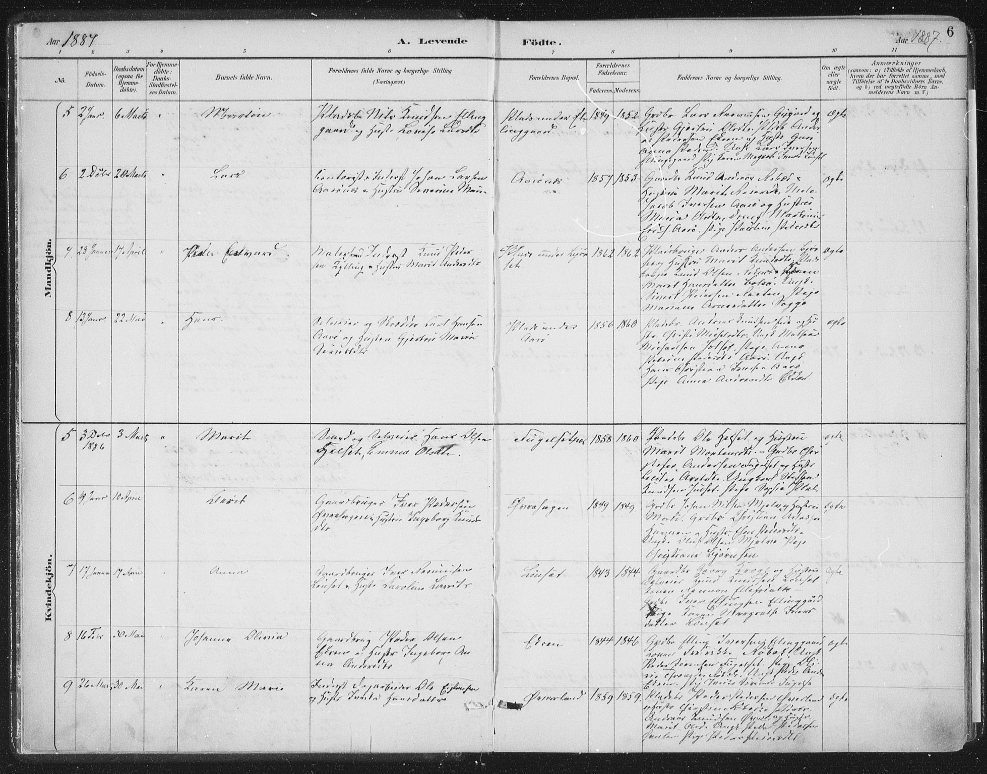 Ministerialprotokoller, klokkerbøker og fødselsregistre - Møre og Romsdal, SAT/A-1454/555/L0658: Parish register (official) no. 555A09, 1887-1917, p. 6