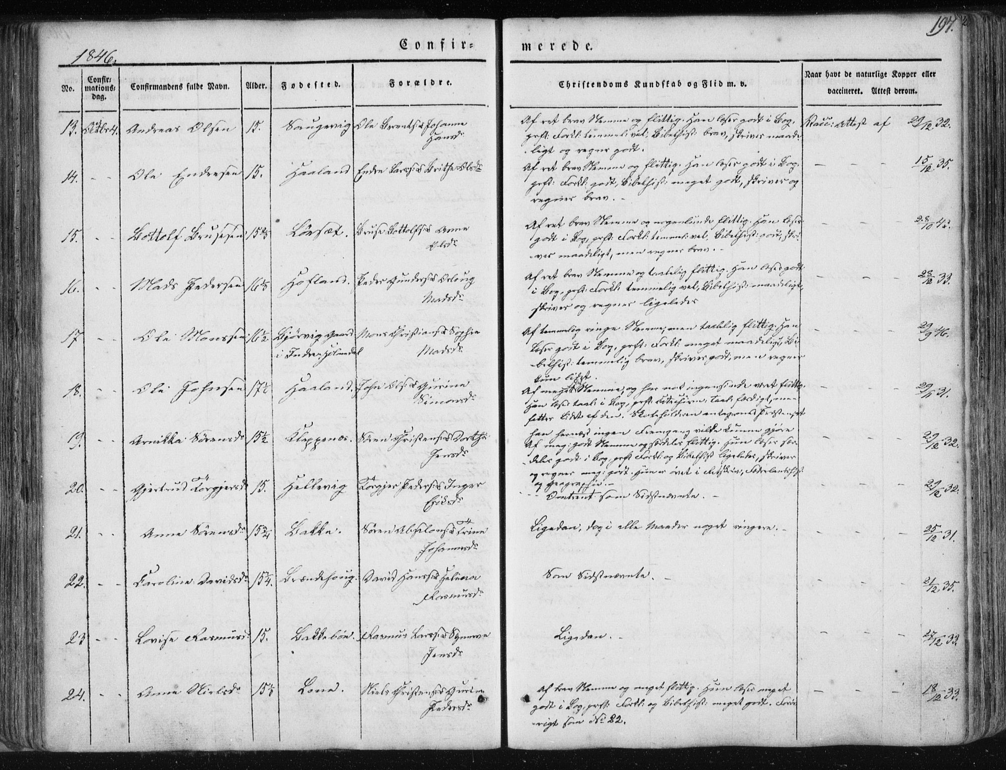 Fjaler sokneprestembete, SAB/A-79801/H/Haa/Haaa/L0006: Parish register (official) no. A 6, 1835-1884, p. 197