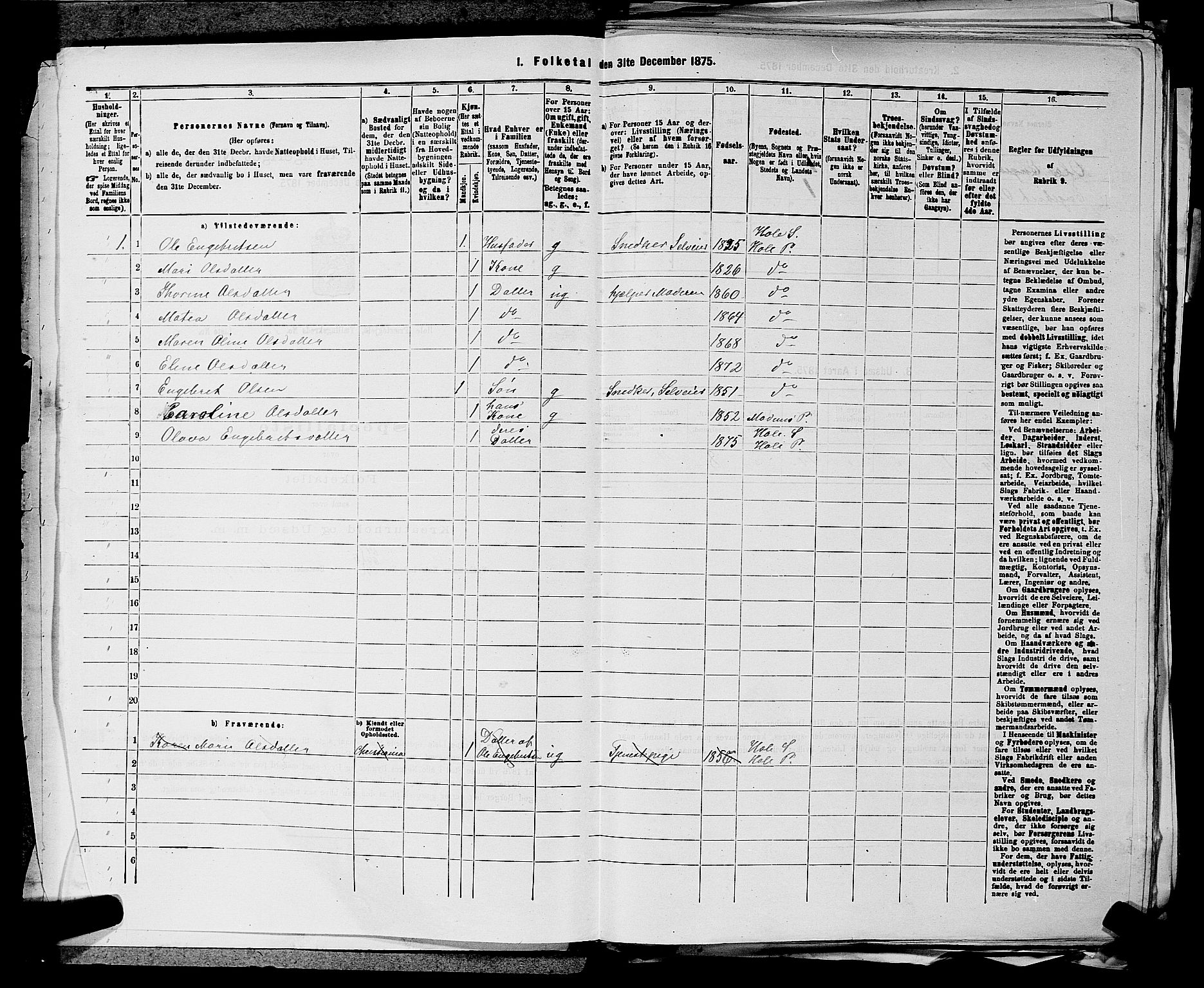 SAKO, 1875 census for 0612P Hole, 1875, p. 636