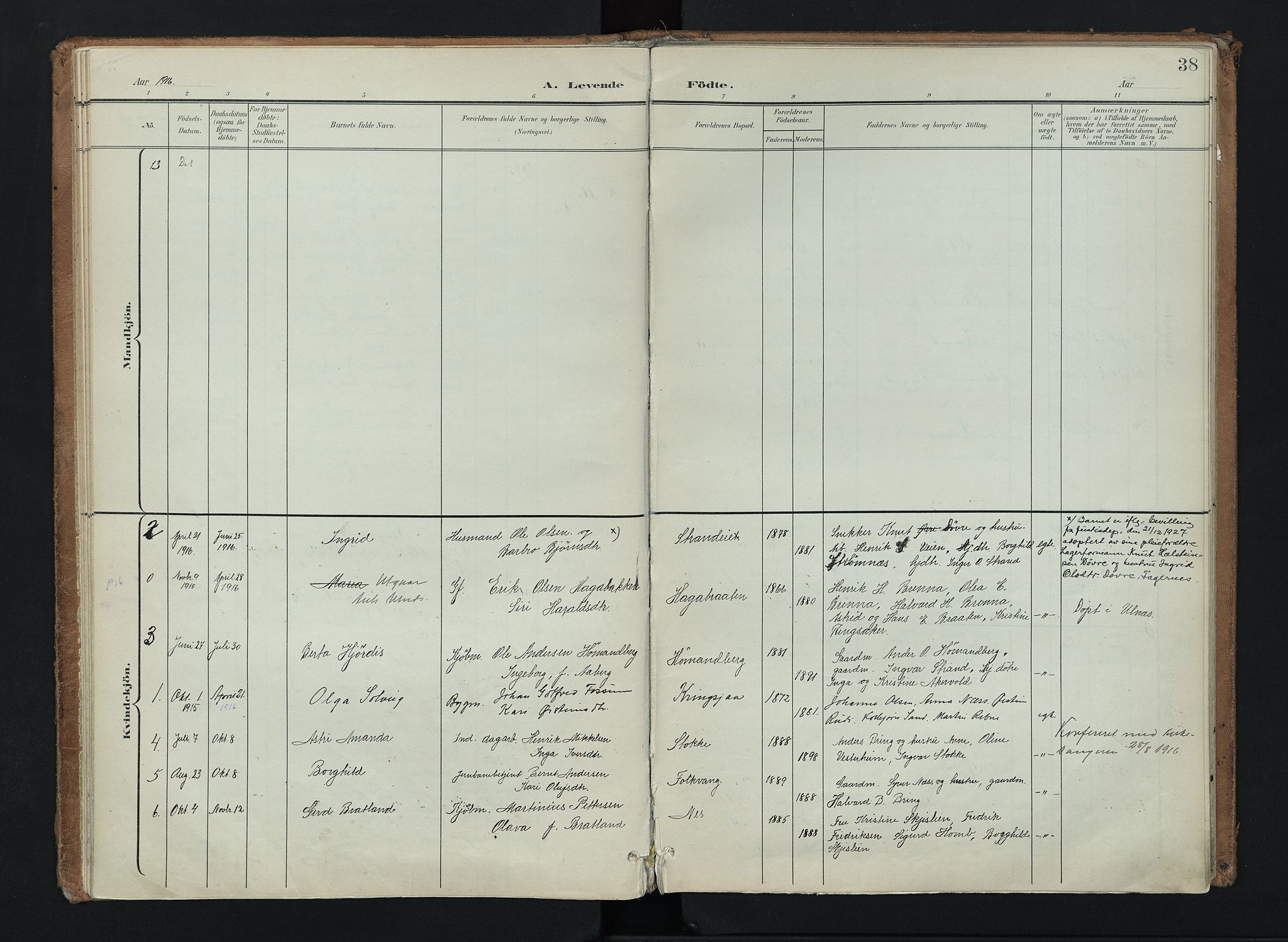 Nord-Aurdal prestekontor, AV/SAH-PREST-132/H/Ha/Haa/L0016: Parish register (official) no. 16, 1897-1925, p. 38