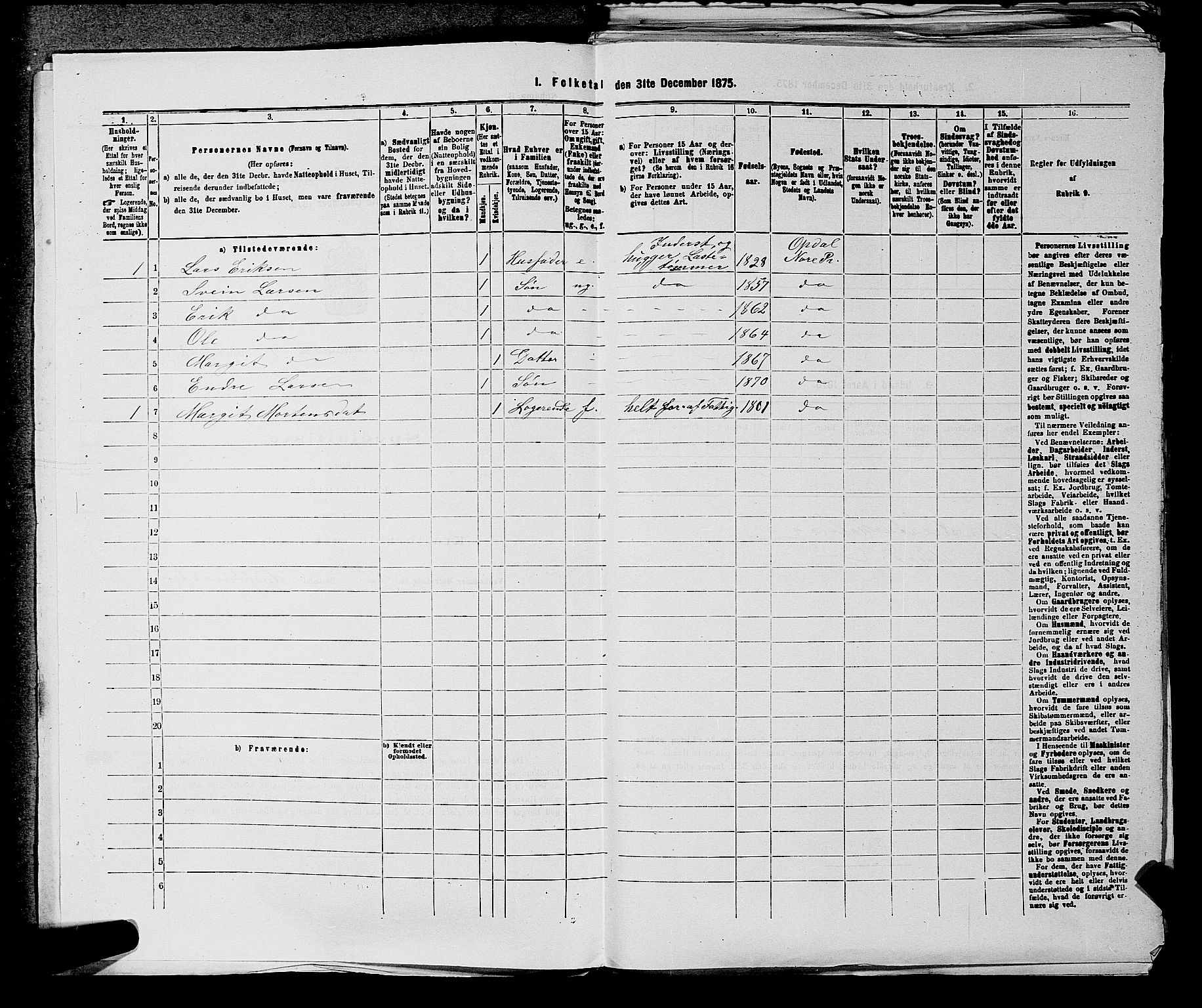 SAKO, 1875 census for 0633P Nore, 1875, p. 463