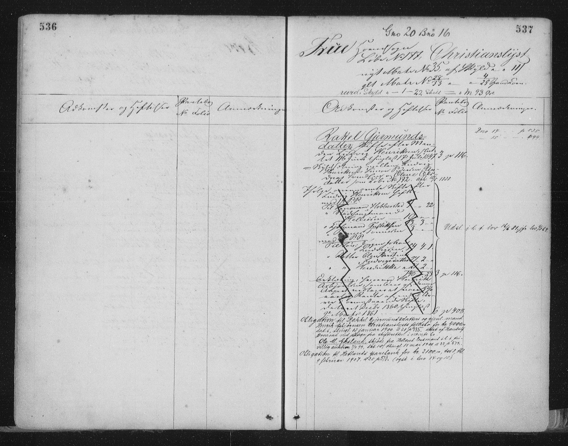 Jæren sorenskriveri, SAST/A-100310/01/4/41/41ABB/L0001: Mortgage register no. 41 ABB1, 1898, p. 536-537