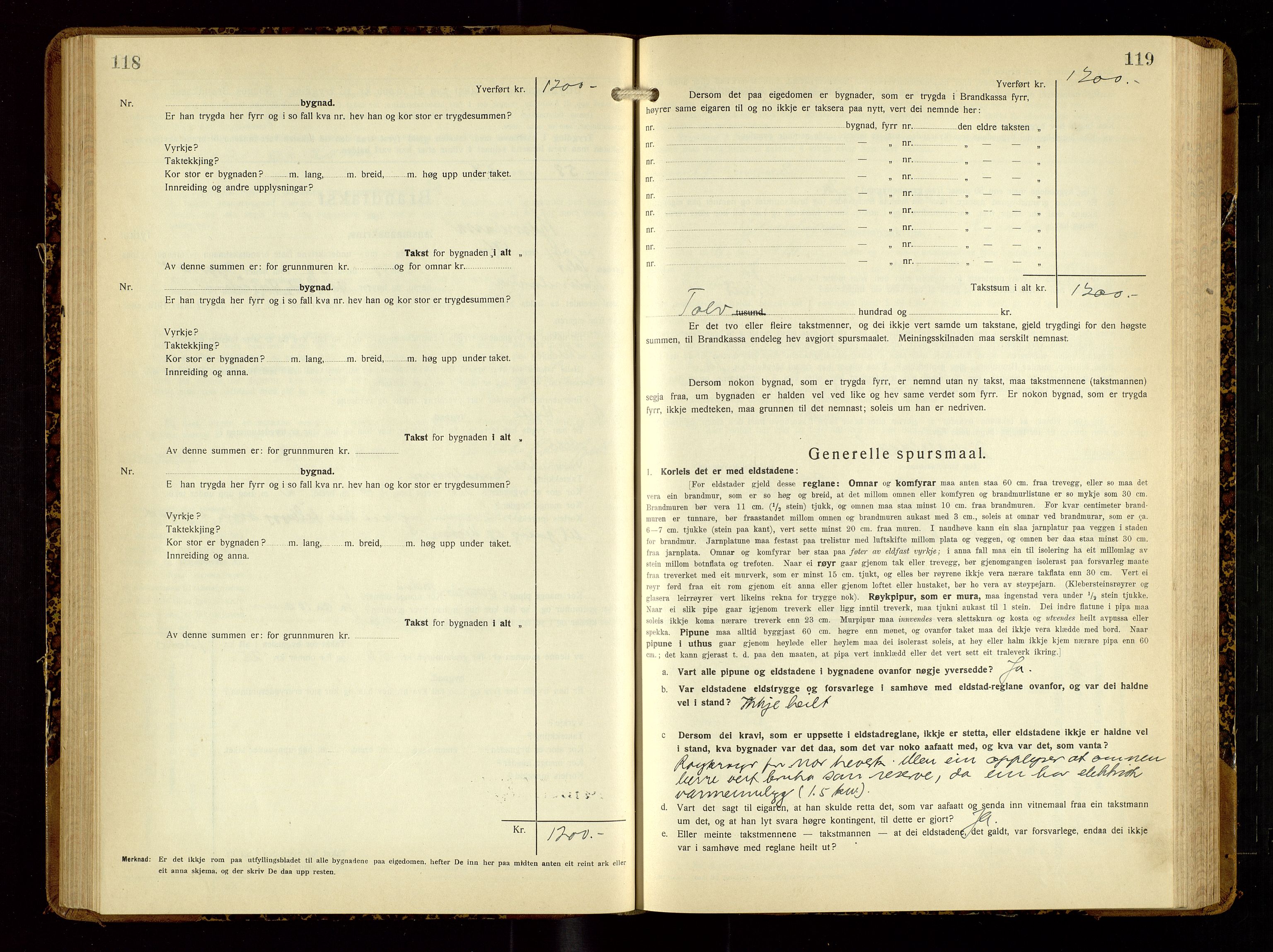 Hjelmeland lensmannskontor, SAST/A-100439/Gob/L0003: "Brandtakstbok", 1932-1950, p. 118-119