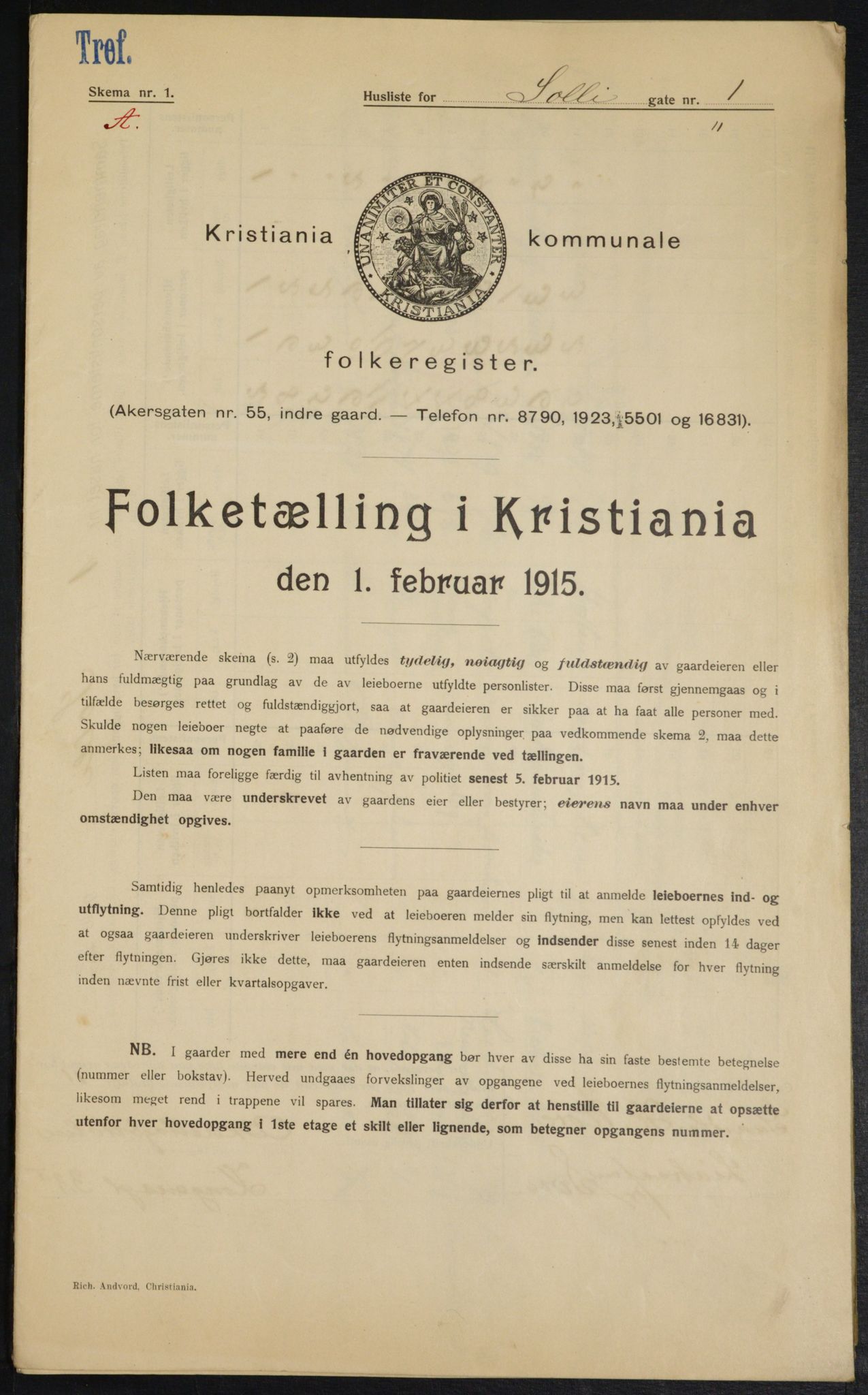 OBA, Municipal Census 1915 for Kristiania, 1915, p. 99495