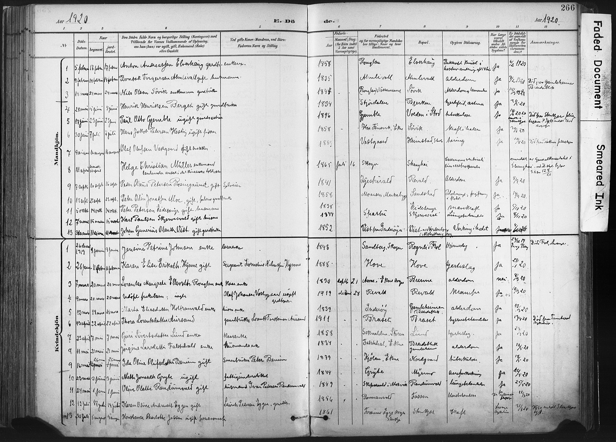 Ministerialprotokoller, klokkerbøker og fødselsregistre - Nord-Trøndelag, AV/SAT-A-1458/717/L0162: Parish register (official) no. 717A12, 1898-1923, p. 266