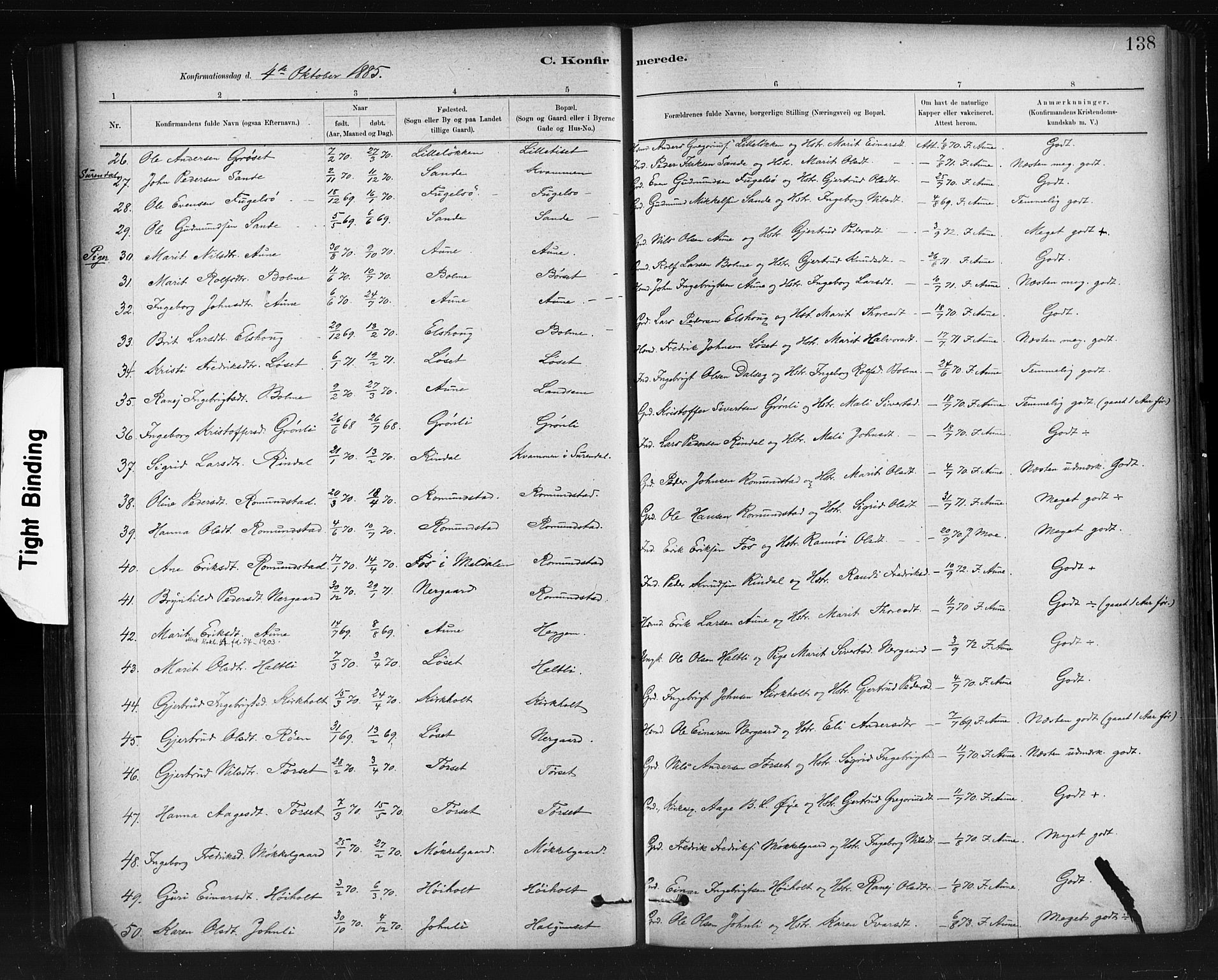 Ministerialprotokoller, klokkerbøker og fødselsregistre - Møre og Romsdal, AV/SAT-A-1454/598/L1069: Parish register (official) no. 598A03, 1882-1895, p. 138