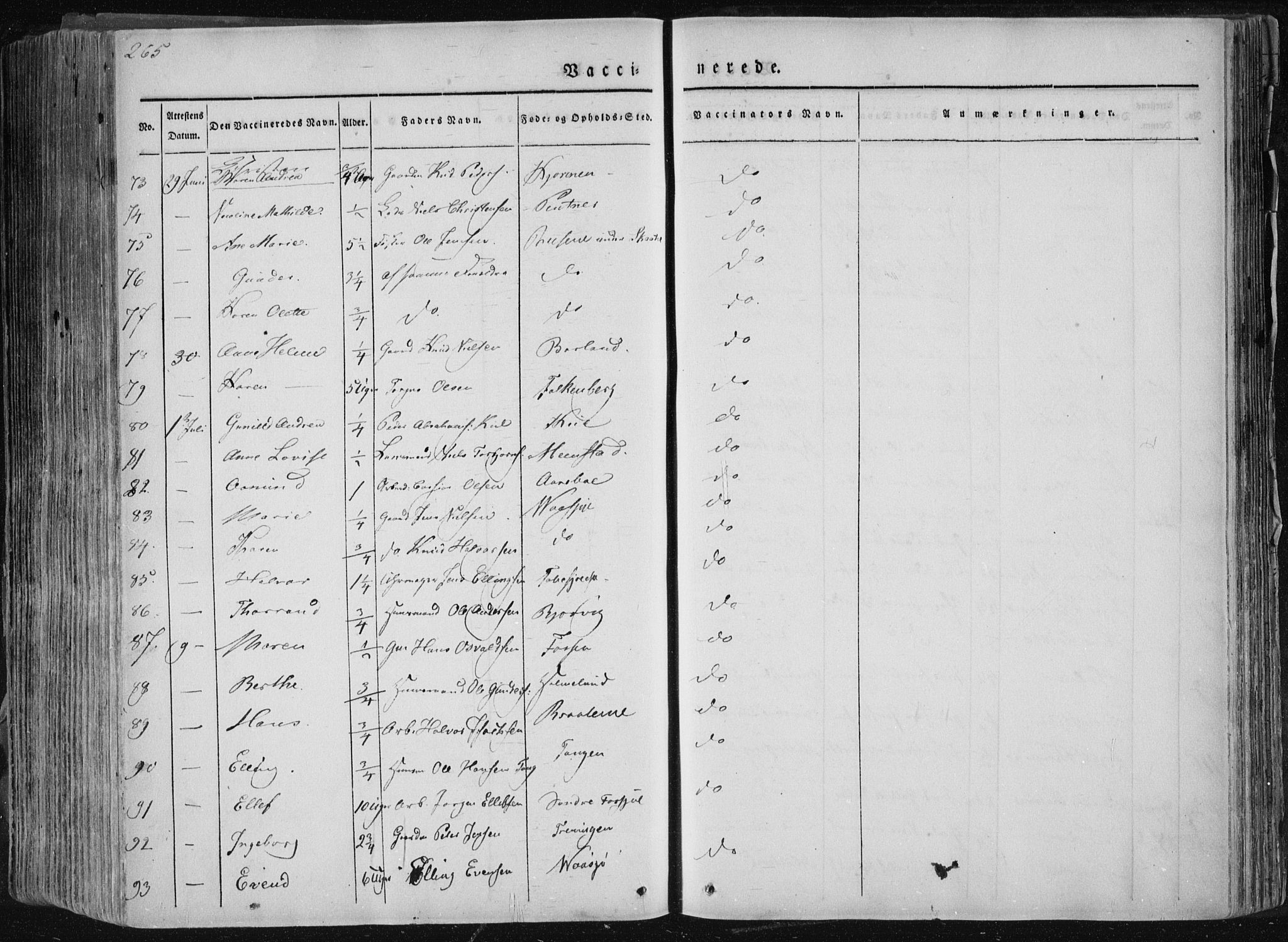 Sannidal kirkebøker, AV/SAKO-A-296/F/Fa/L0007: Parish register (official) no. 7, 1831-1854, p. 265