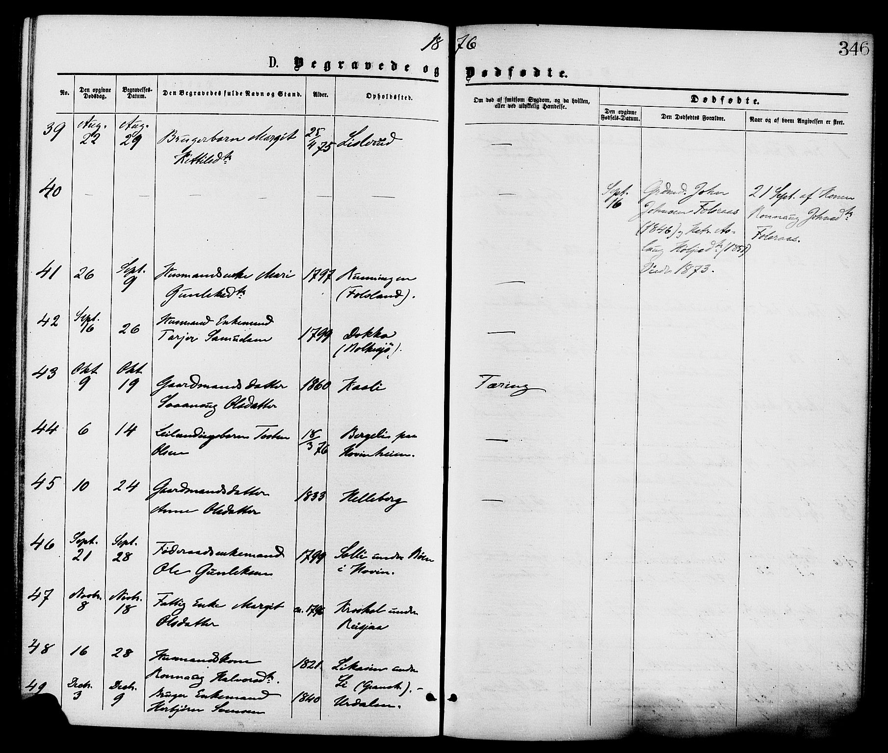 Gransherad kirkebøker, AV/SAKO-A-267/F/Fa/L0004: Parish register (official) no. I 4, 1871-1886, p. 346