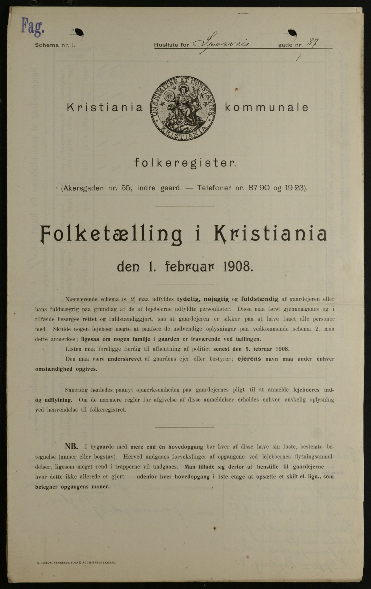 OBA, Municipal Census 1908 for Kristiania, 1908, p. 90553