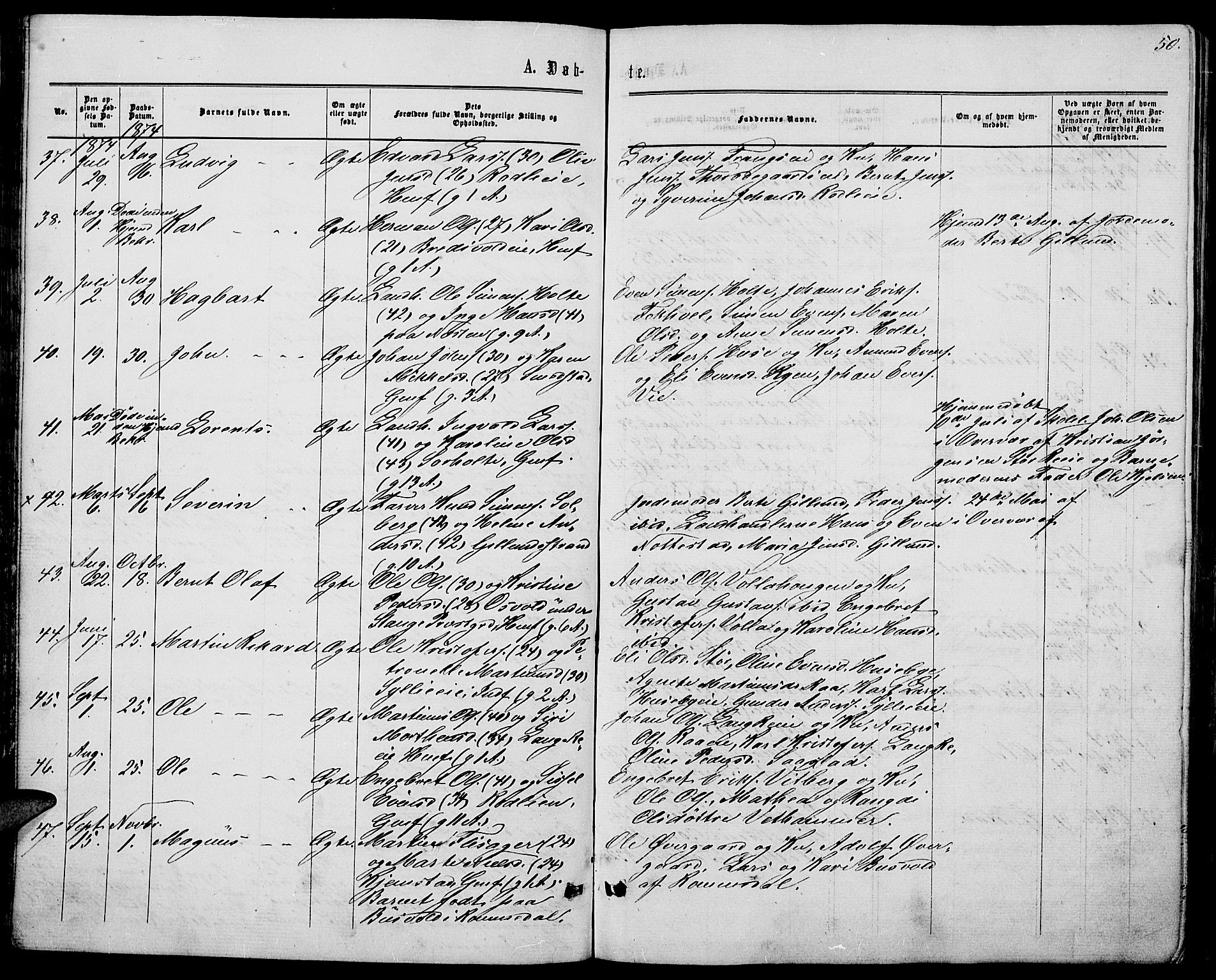 Stange prestekontor, AV/SAH-PREST-002/L/L0006: Parish register (copy) no. 6, 1864-1882, p. 50