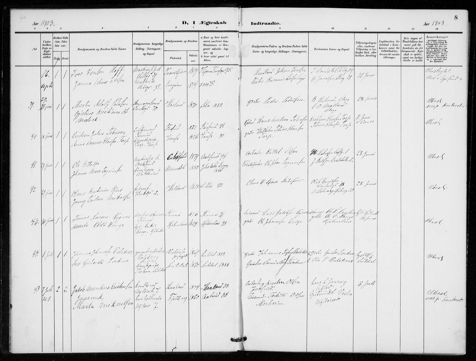 St. Petri sokneprestkontor, AV/SAST-A-101813/001/30/30BB/L0009: Parish register (copy) no. B 9, 1902-1935, p. 8