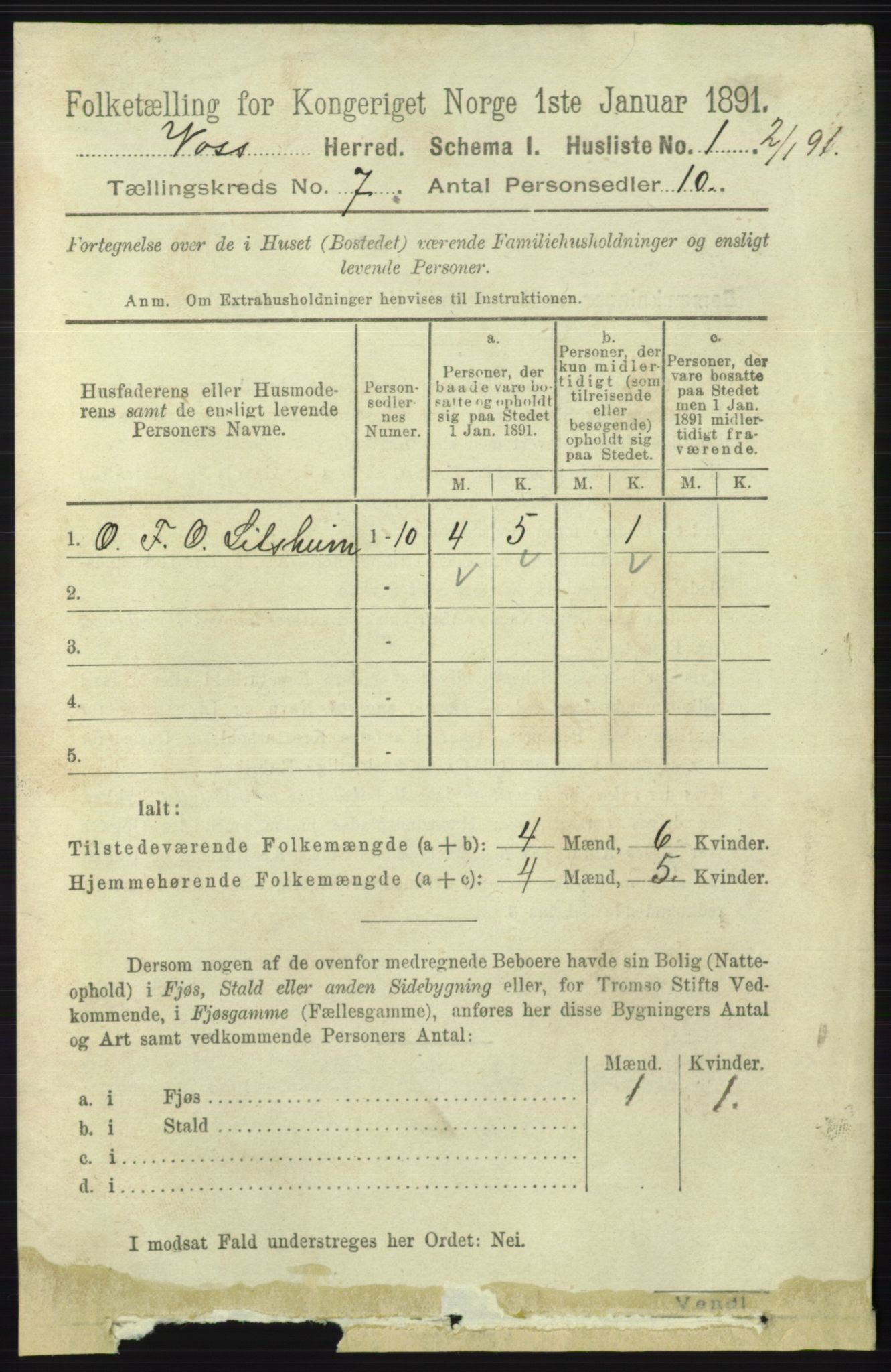 RA, 1891 census for 1235 Voss, 1891, p. 3731