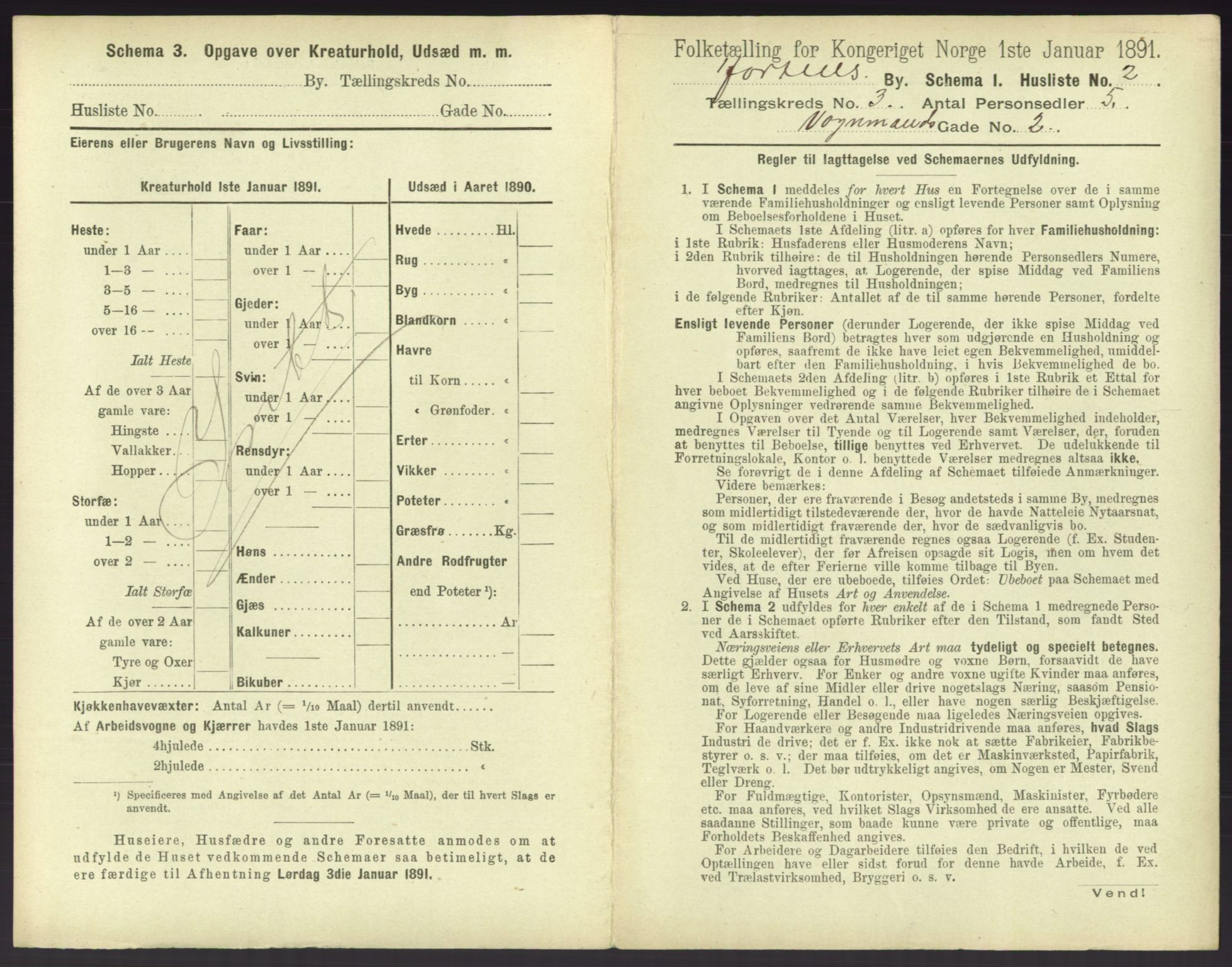 RA, 1891 census for 0703 Horten, 1891, p. 289