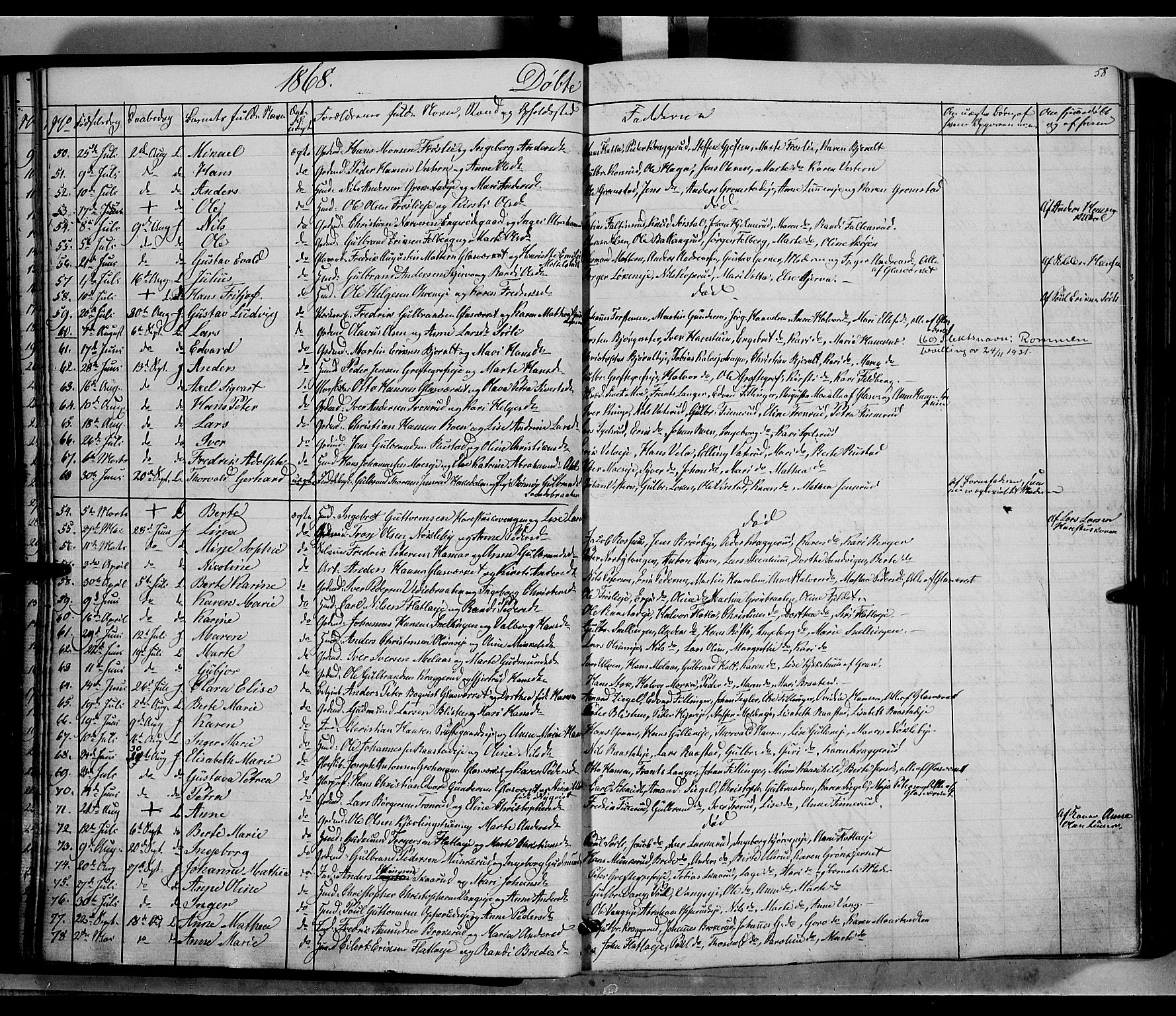 Jevnaker prestekontor, AV/SAH-PREST-116/H/Ha/Haa/L0007: Parish register (official) no. 7, 1858-1876, p. 58