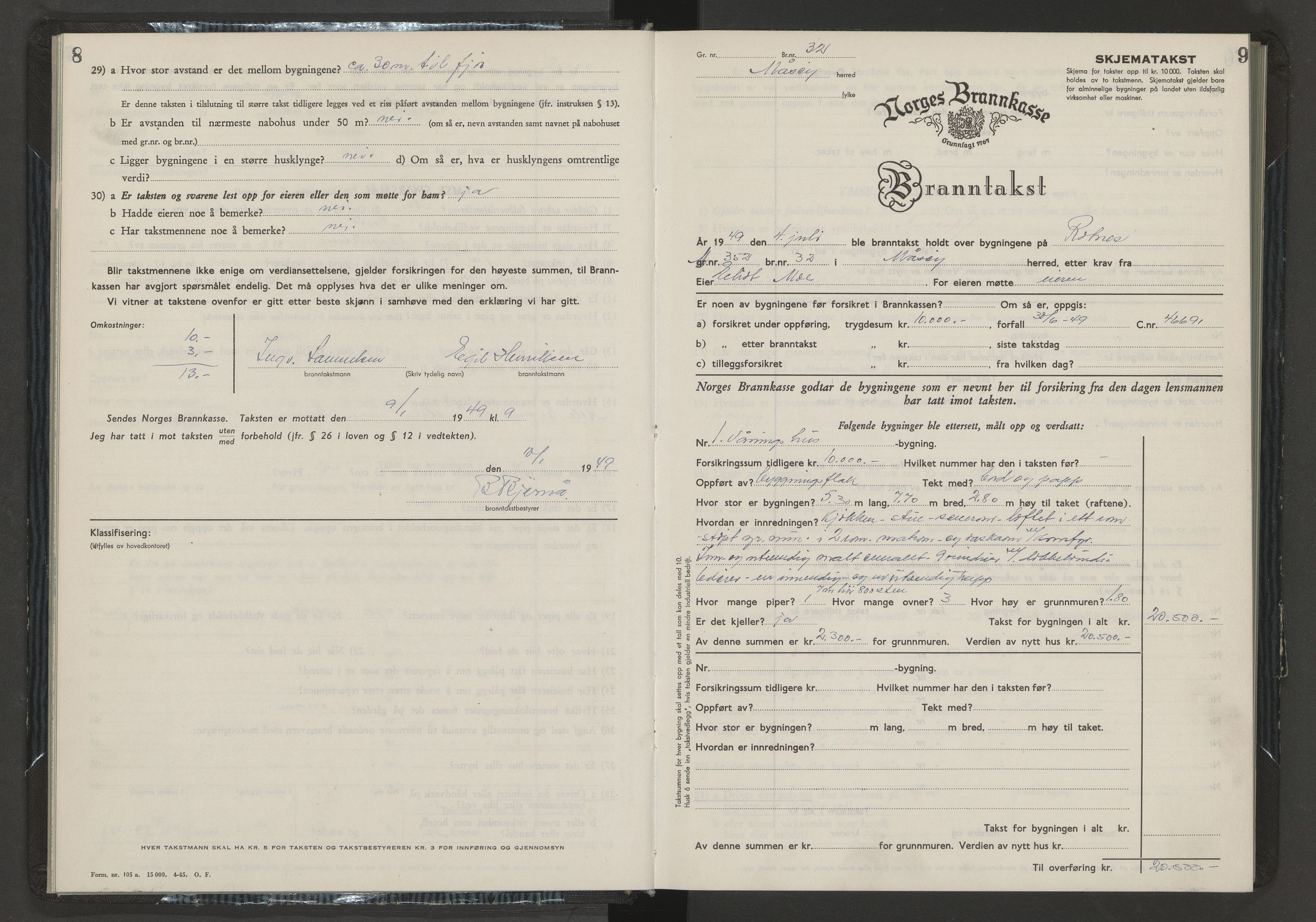 Måsøy lensmannskontor, AV/SATØ-SATO-100/1/F/Fq/Fqa/L0073: Branntakstprotokoll, 1948-1955