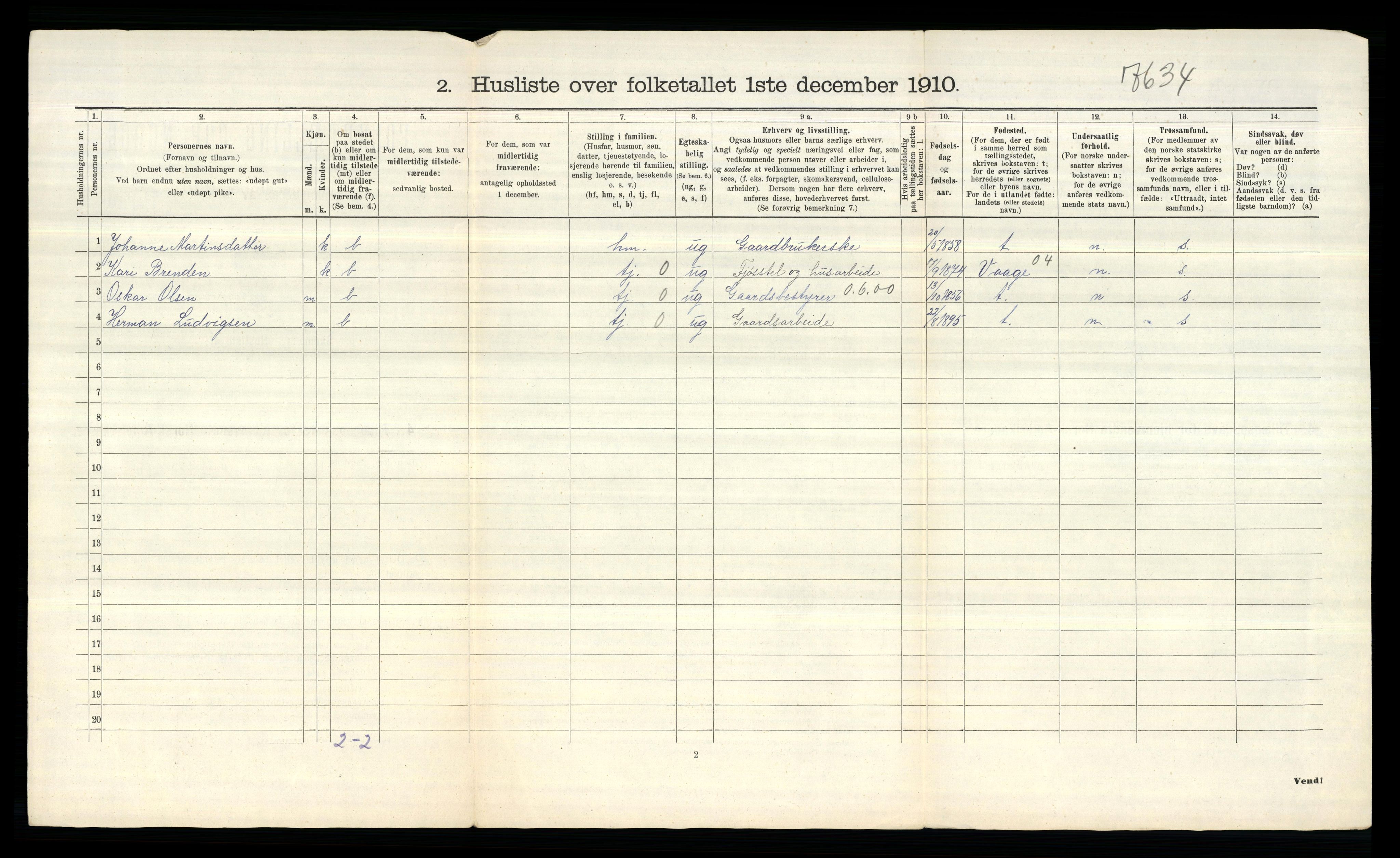 RA, 1910 census for Tune, 1910, p. 2367