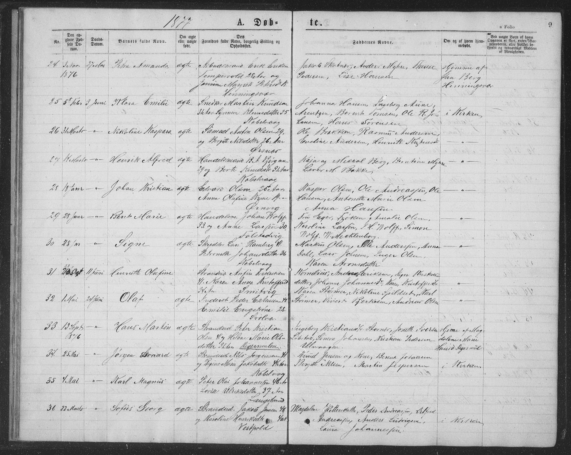 Ministerialprotokoller, klokkerbøker og fødselsregistre - Nordland, AV/SAT-A-1459/874/L1075: Parish register (copy) no. 874C04, 1876-1883, p. 9