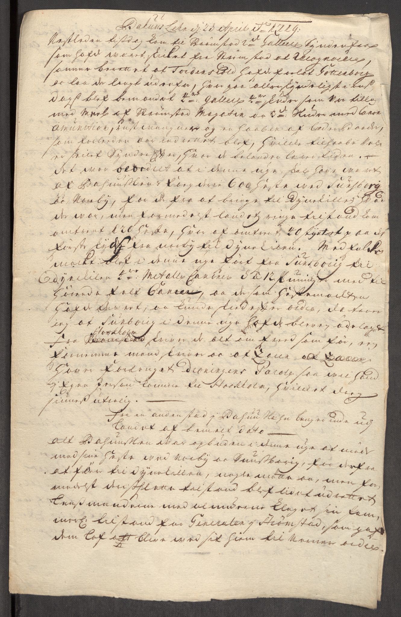 Kommanderende general (KG I) med Det norske krigsdirektorium, AV/RA-EA-5419/E/Eb/L0012: Kunnskap om fienden, kronologisk ordnet, 1718-1719, p. 654