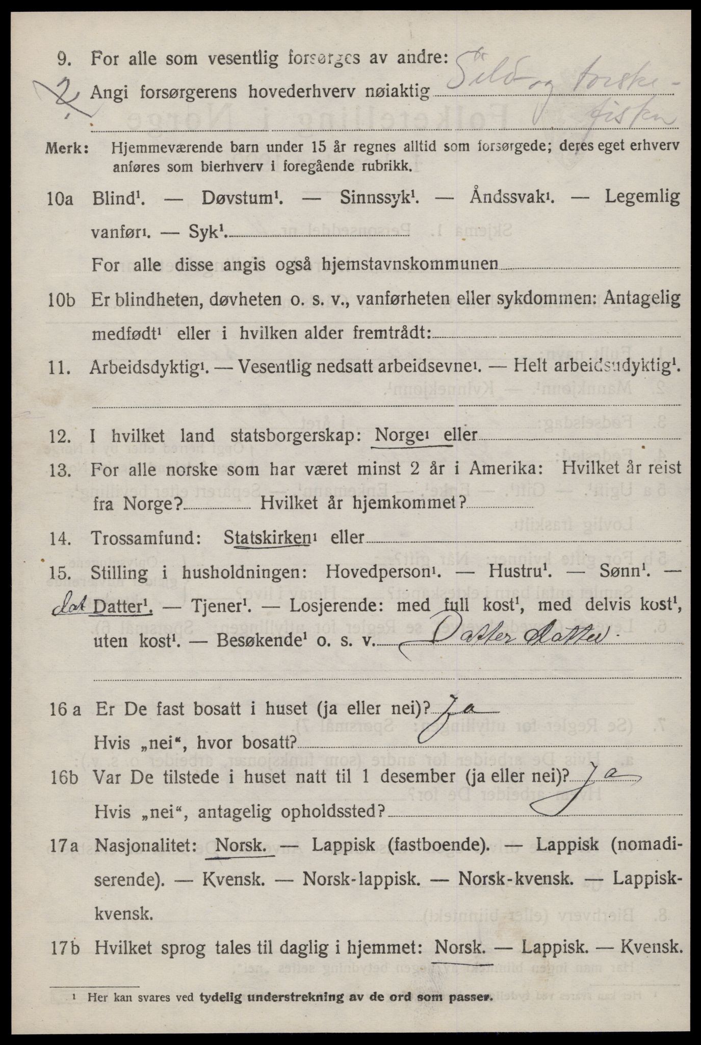 SAT, 1920 census for Ørland, 1920, p. 7856