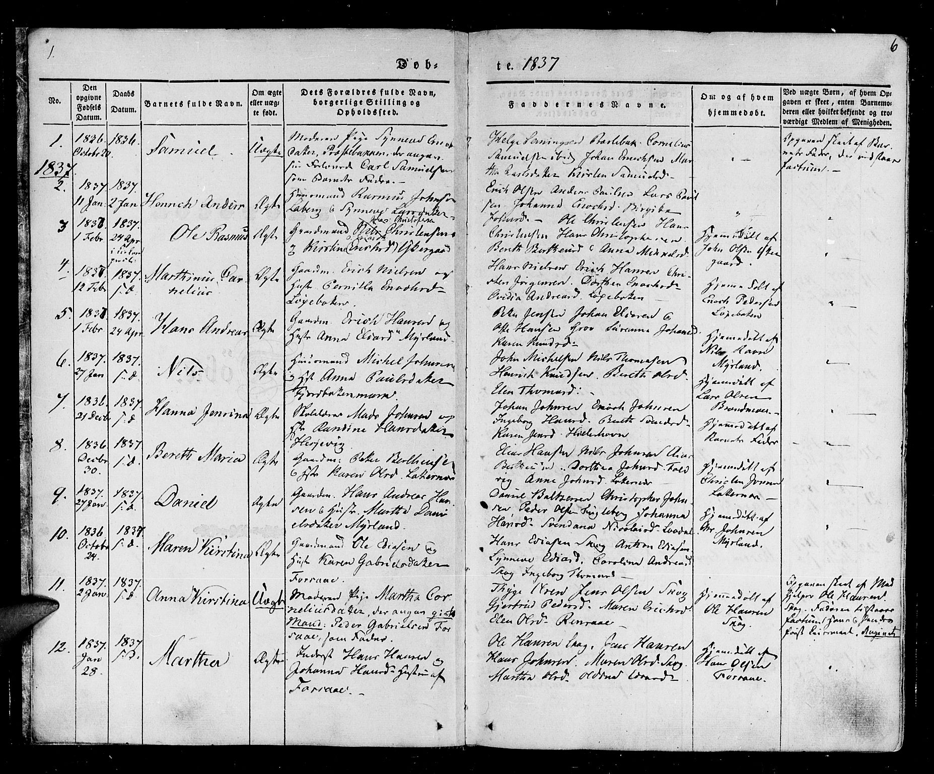 Ibestad sokneprestembete, SATØ/S-0077/H/Ha/Haa/L0006kirke: Parish register (official) no. 6, 1837-1850, p. 6