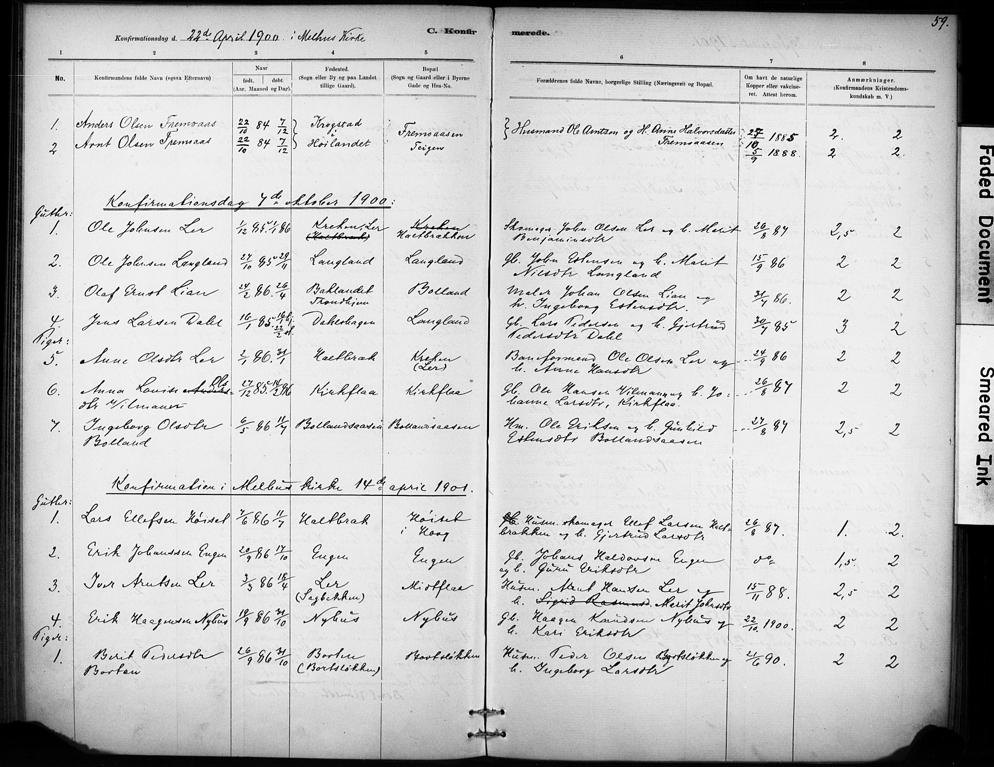 Ministerialprotokoller, klokkerbøker og fødselsregistre - Sør-Trøndelag, SAT/A-1456/693/L1119: Parish register (official) no. 693A01, 1887-1905, p. 59