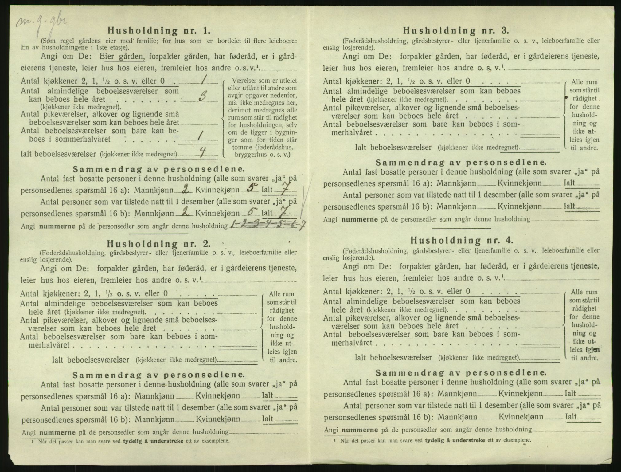 SAK, 1920 census for Konsmo, 1920, p. 443