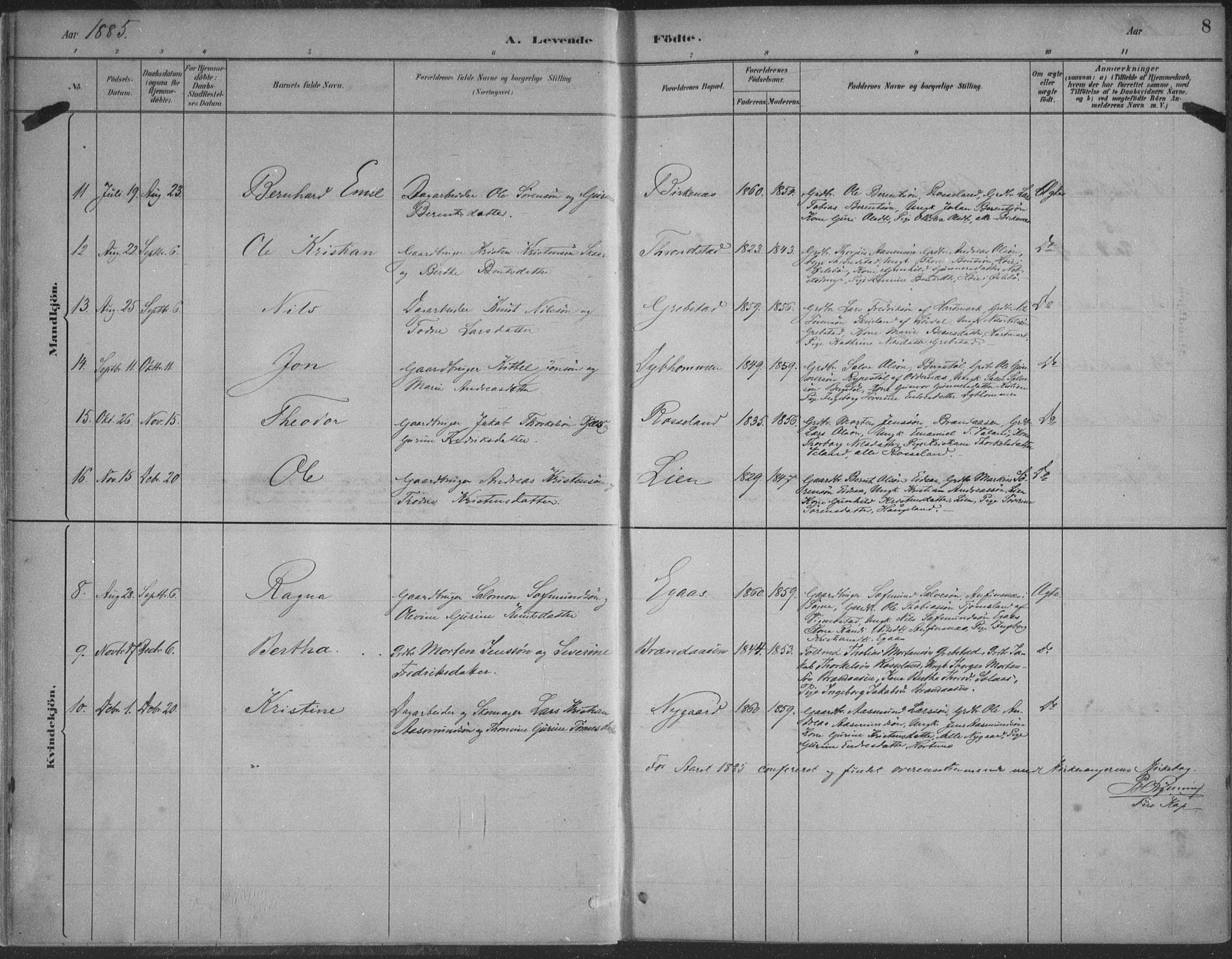 Søgne sokneprestkontor, AV/SAK-1111-0037/F/Fa/Faa/L0003: Parish register (official) no. A 3, 1883-1910, p. 8