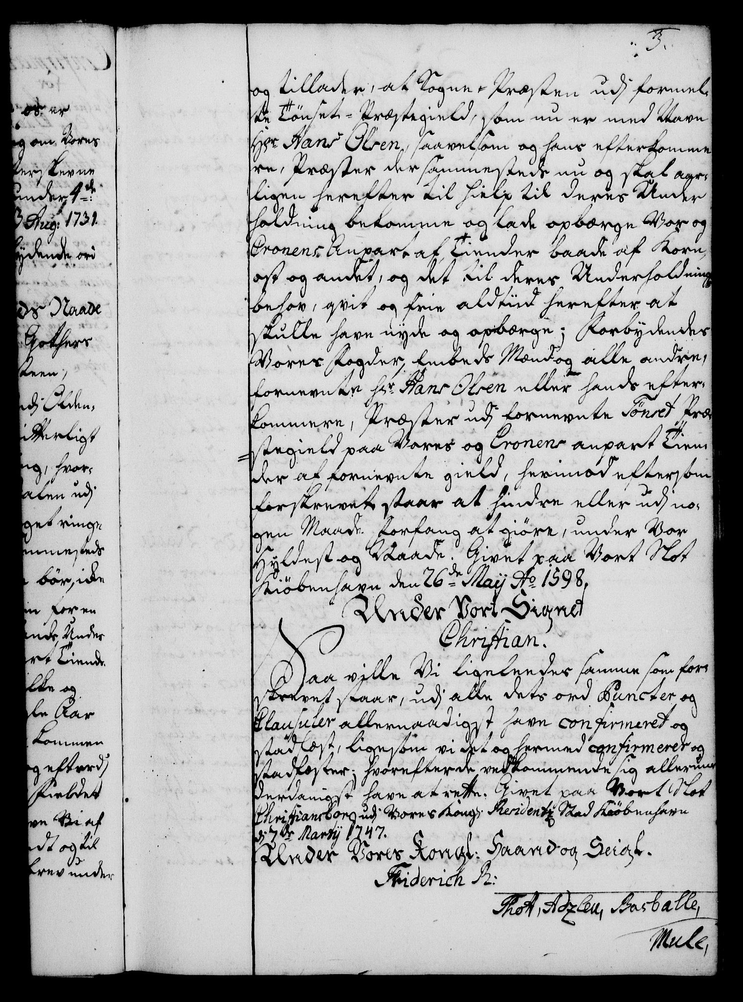 Rentekammeret, Kammerkanselliet, RA/EA-3111/G/Gg/Ggc/Ggca/L0001: Norsk konfirmasjonsekspedisjonsprotokoll med register (merket RK 53.23), 1746-1750, p. 3