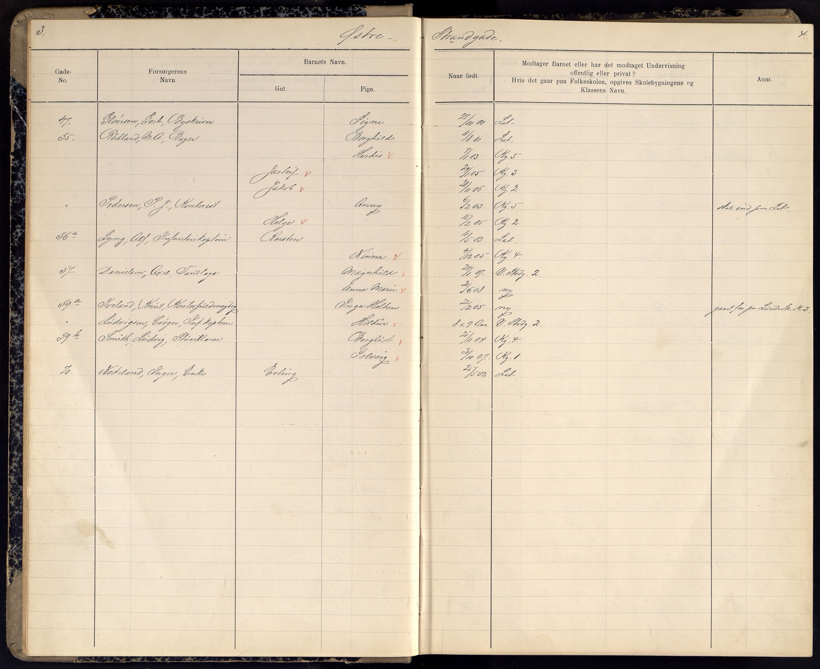 Kristiansand By - Skolekommisjonen/ -Styret, ARKSOR/1001KG510/J/Jb/L0022: Barnetelling, 1915-1916