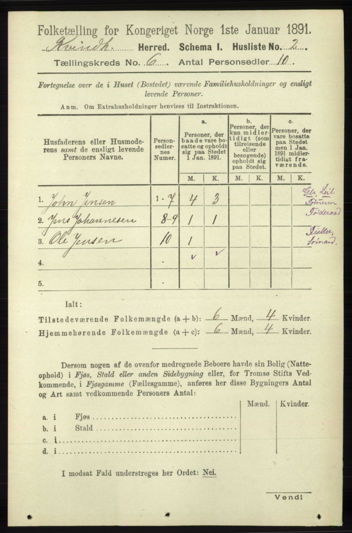 RA, 1891 census for 1224 Kvinnherad, 1891, p. 2080