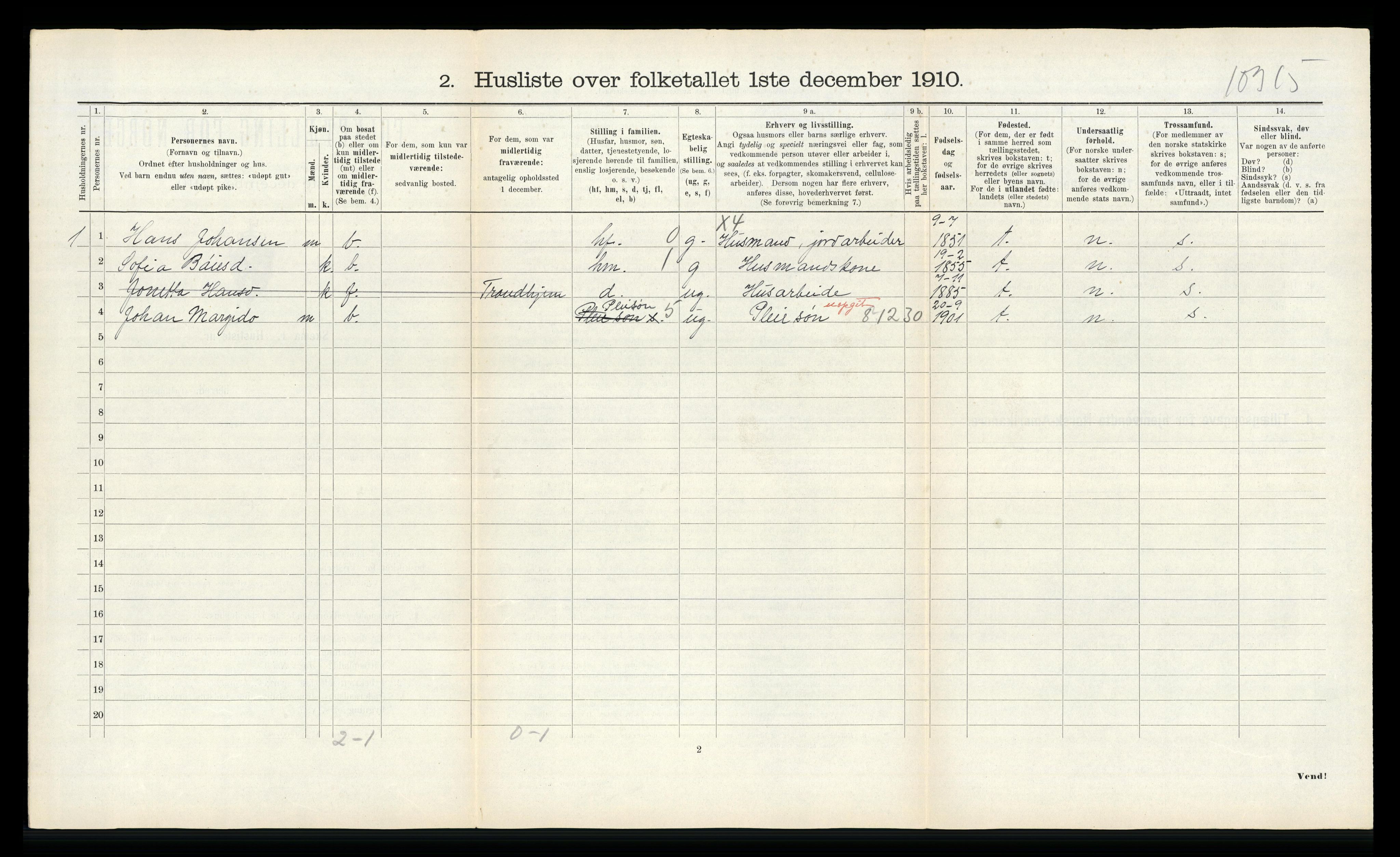 RA, 1910 census for Frosta, 1910, p. 712