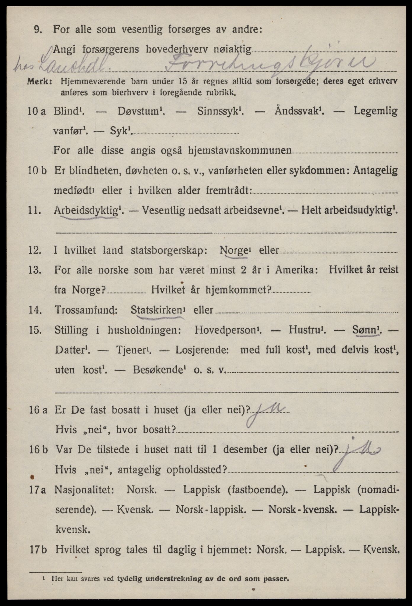 SAT, 1920 census for Orkanger, 1920, p. 3984