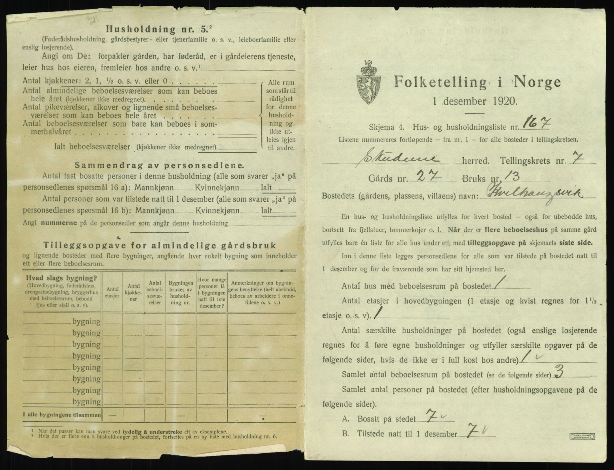 SAST, 1920 census for Skudenes, 1920, p. 1152