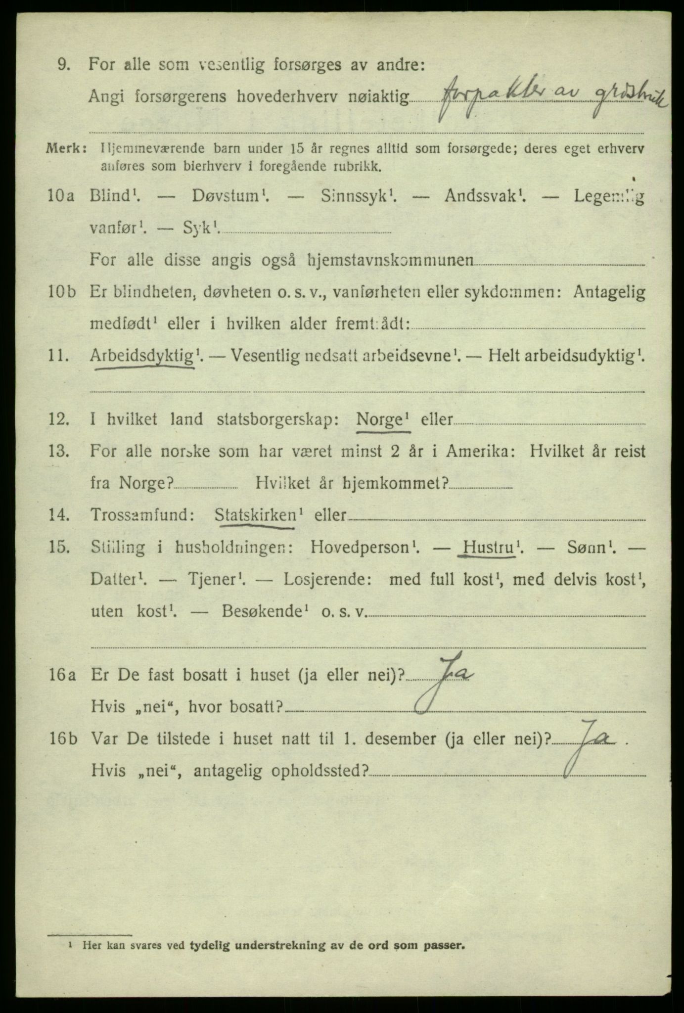 SAB, 1920 census for Granvin, 1920, p. 1163